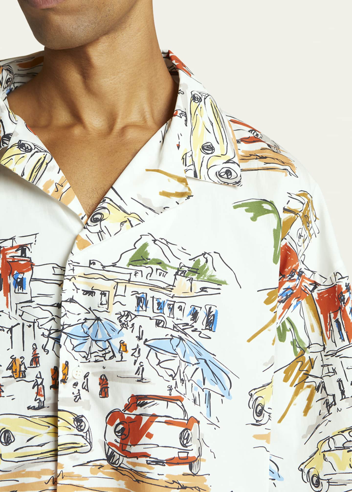 Jacquemus Men's Car-Print Camp Shirt Image 5 of 5