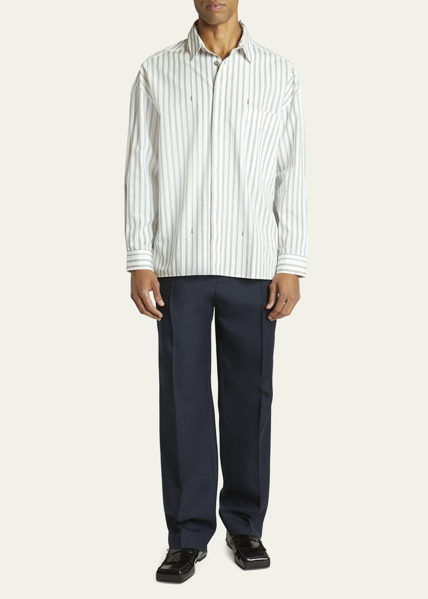 Jacquemus Men's Signature Striped Sport Shirt Image 2 of 5