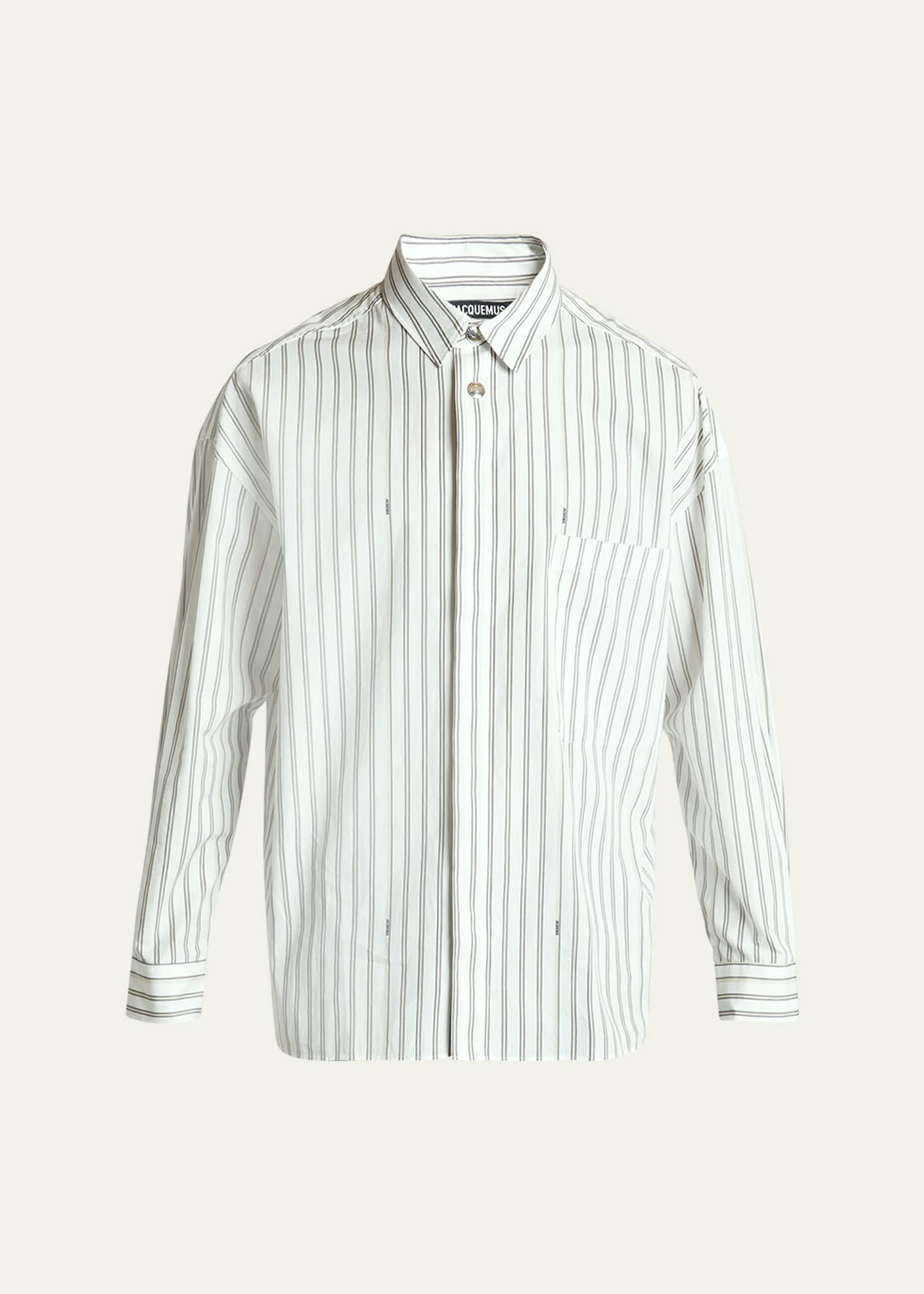 Jacquemus Men's Signature Striped Sport Shirt Image 1 of 5