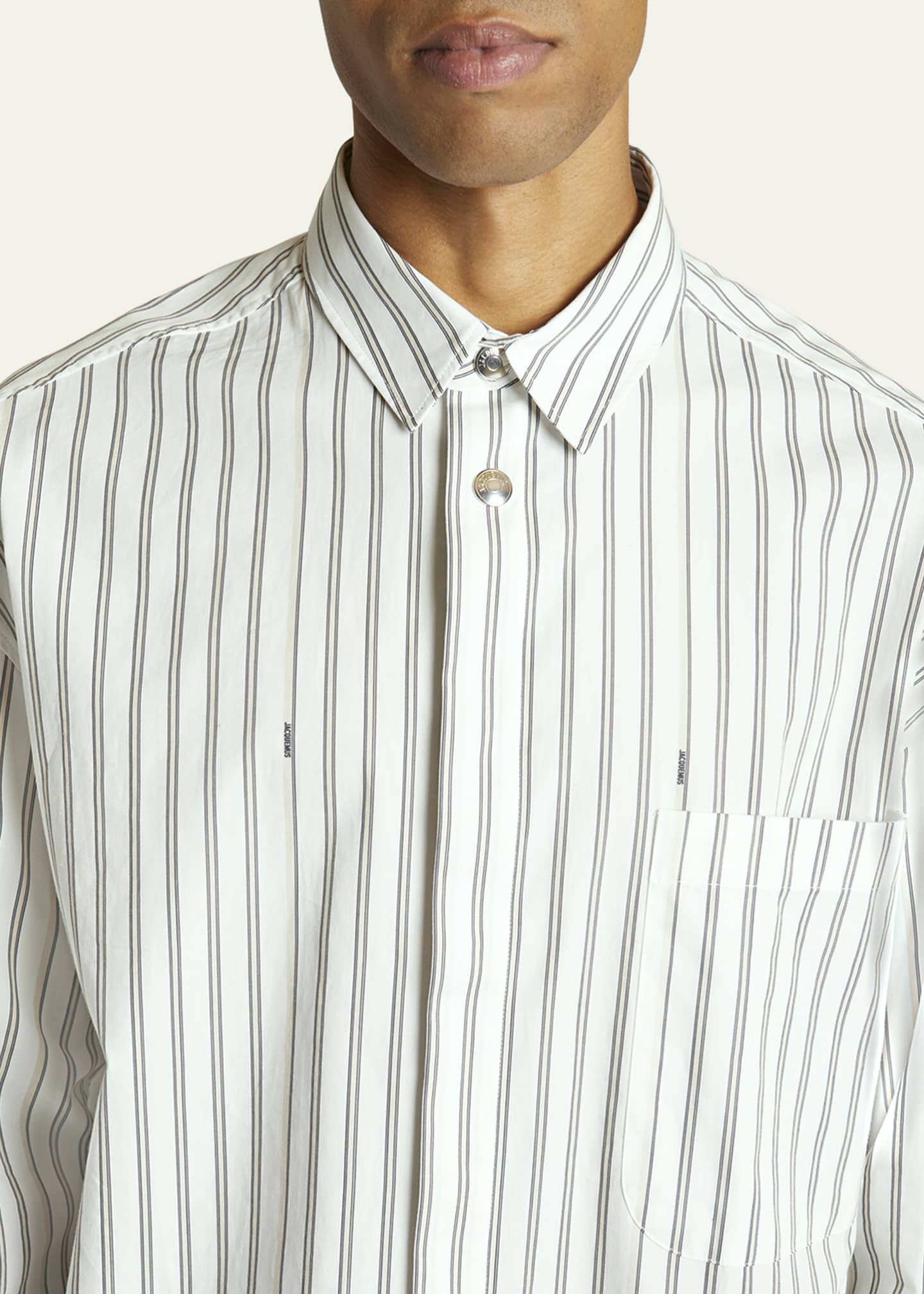 Jacquemus Men's Signature Striped Sport Shirt Image 5 of 5