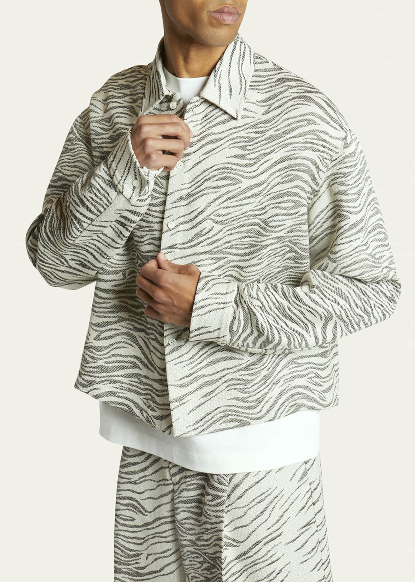 Jacquemus Men's Zebra Jacquard Boxy Sport Shirt Image 4 of 5