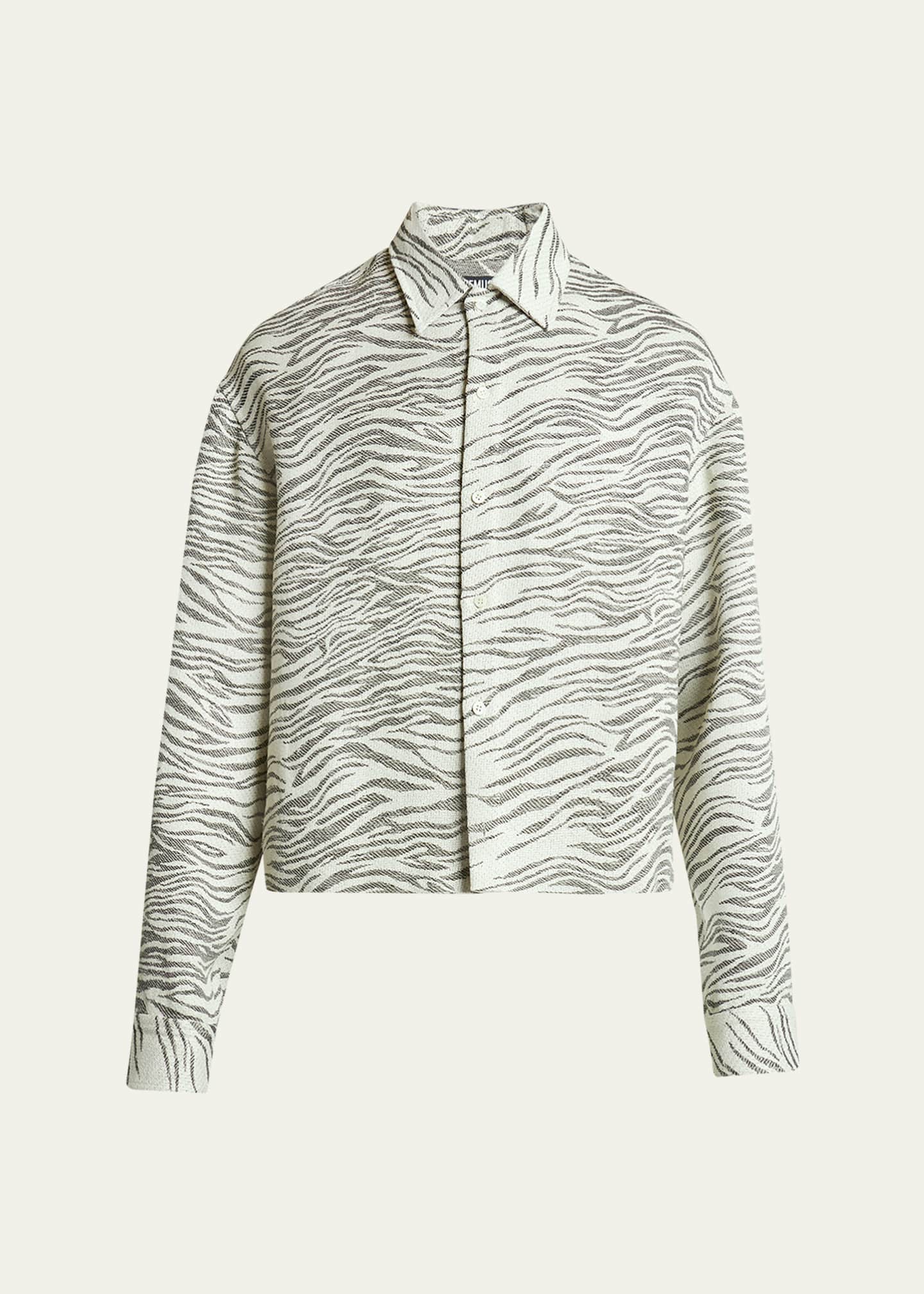 Jacquemus Men's Zebra Jacquard Boxy Sport Shirt Image 1 of 5