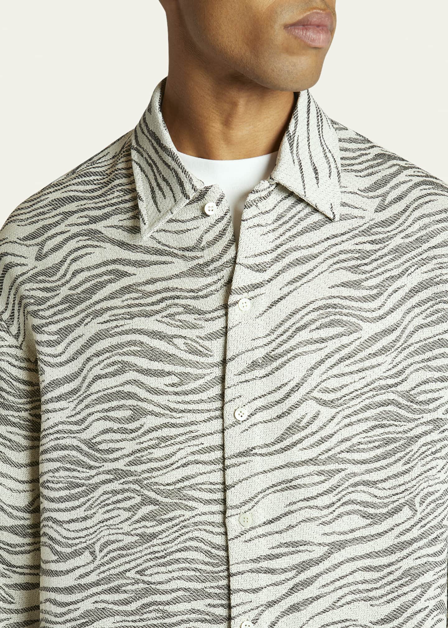 Jacquemus Men's Zebra Jacquard Boxy Sport Shirt Image 5 of 5