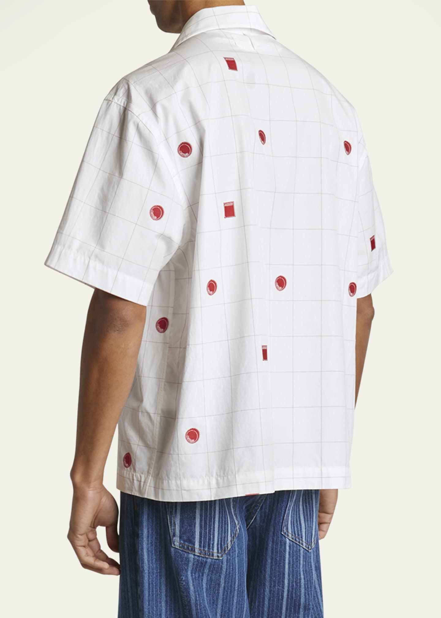 Jacquemus Men's Grid Check Icon Camp Shirt Image 3 of 5