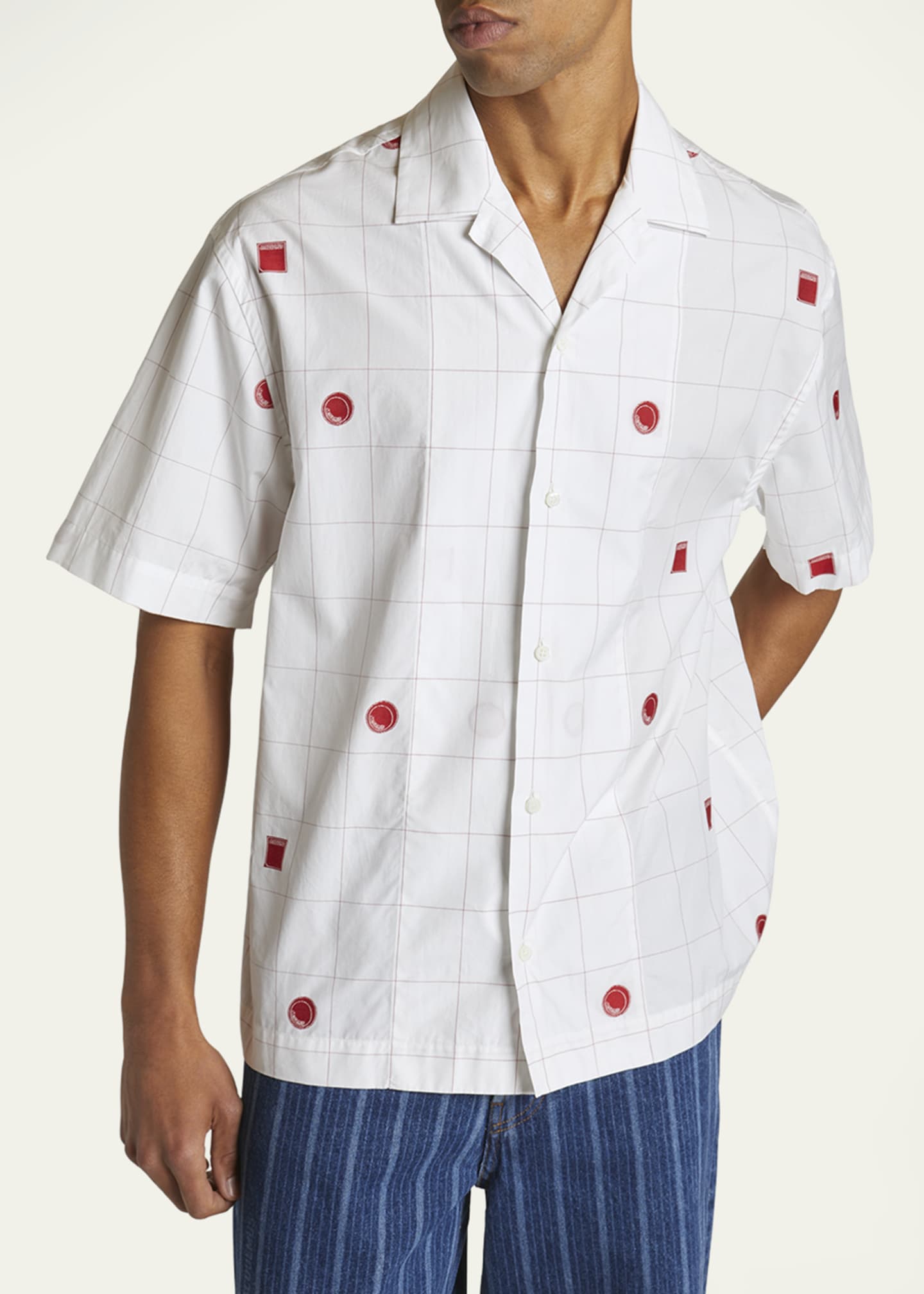 Jacquemus Men's Grid Check Icon Camp Shirt Image 4 of 5
