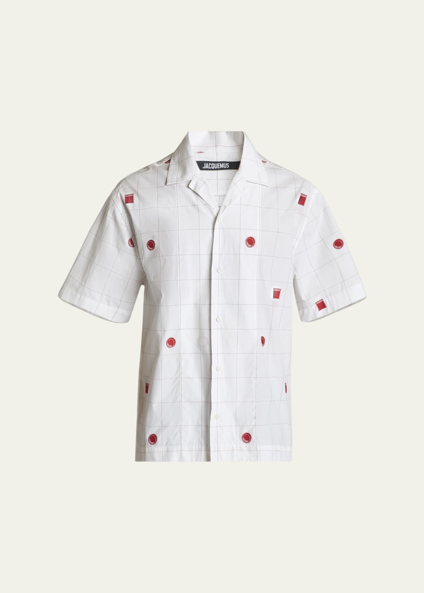 Jacquemus Men's Grid Check Icon Camp Shirt Image 1 of 5