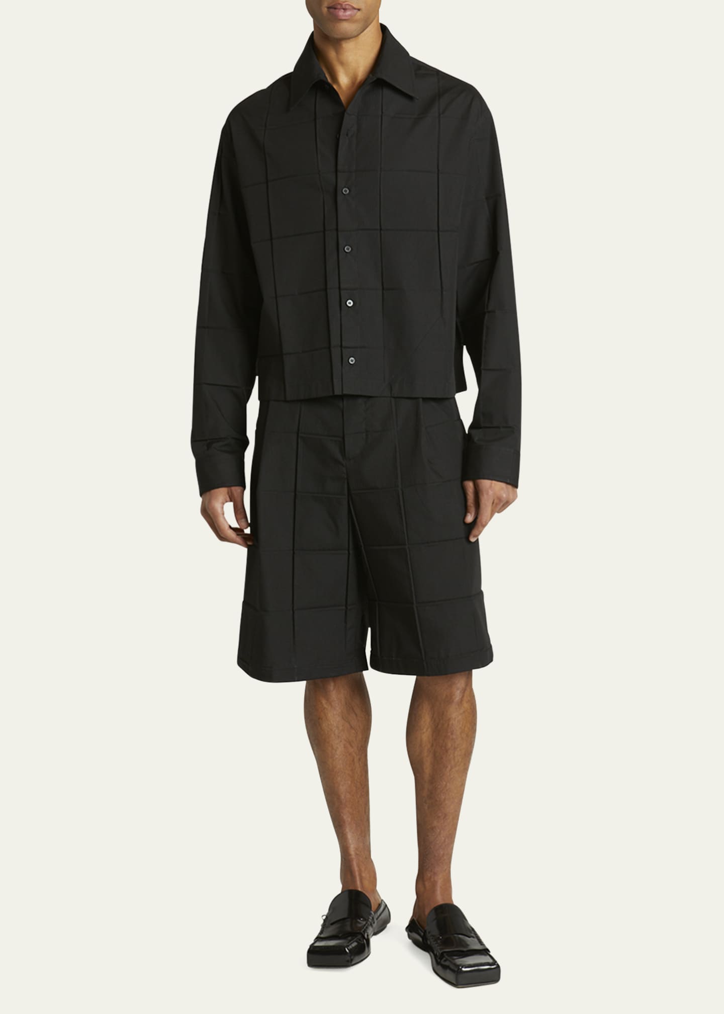 Jacquemus Men's Square Paneled Button-Down Shirt Image 2 of 5