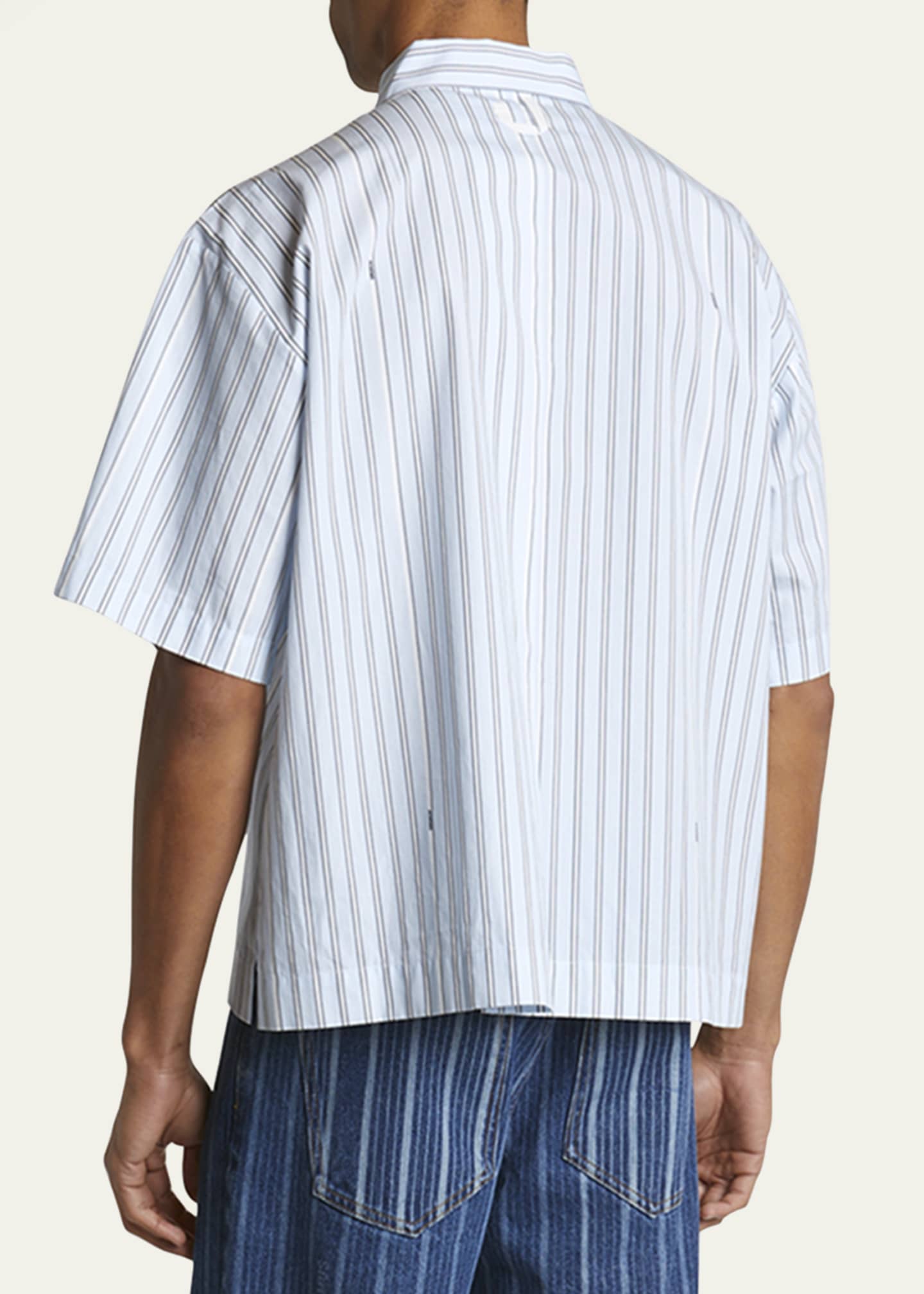Jacquemus Men's Signature Striped Sport Shirt Image 3 of 5