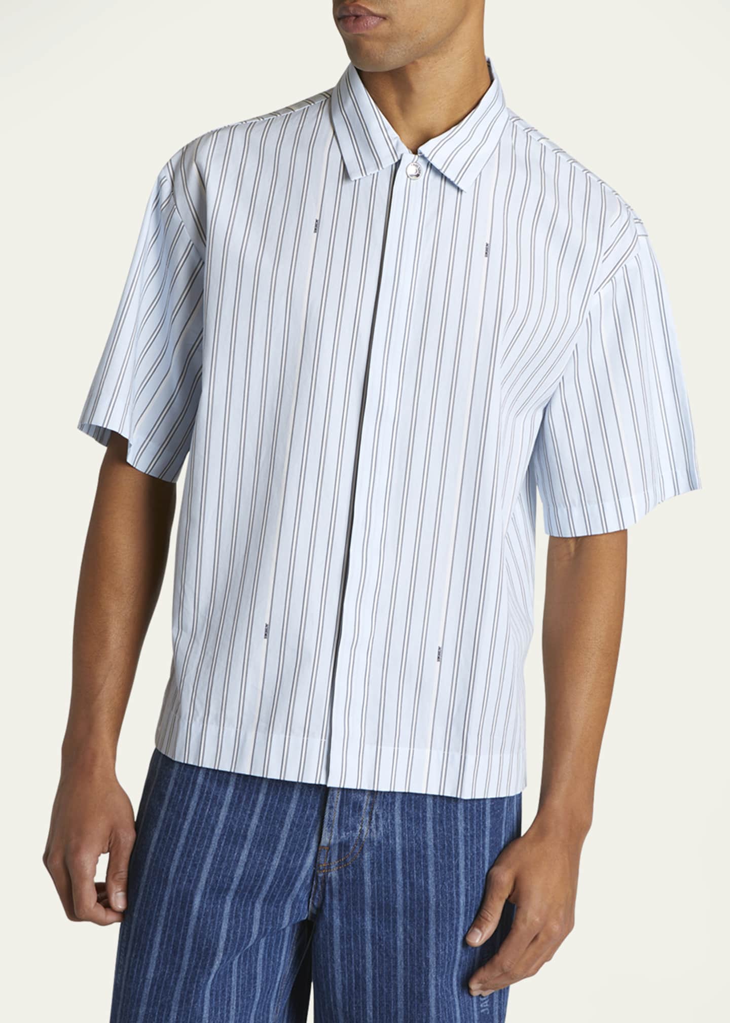 Jacquemus Men's Signature Striped Sport Shirt Image 4 of 5