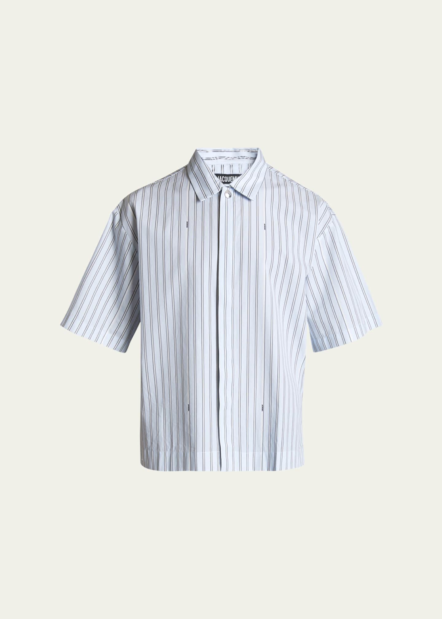 Jacquemus Men's Signature Striped Sport Shirt Image 1 of 5