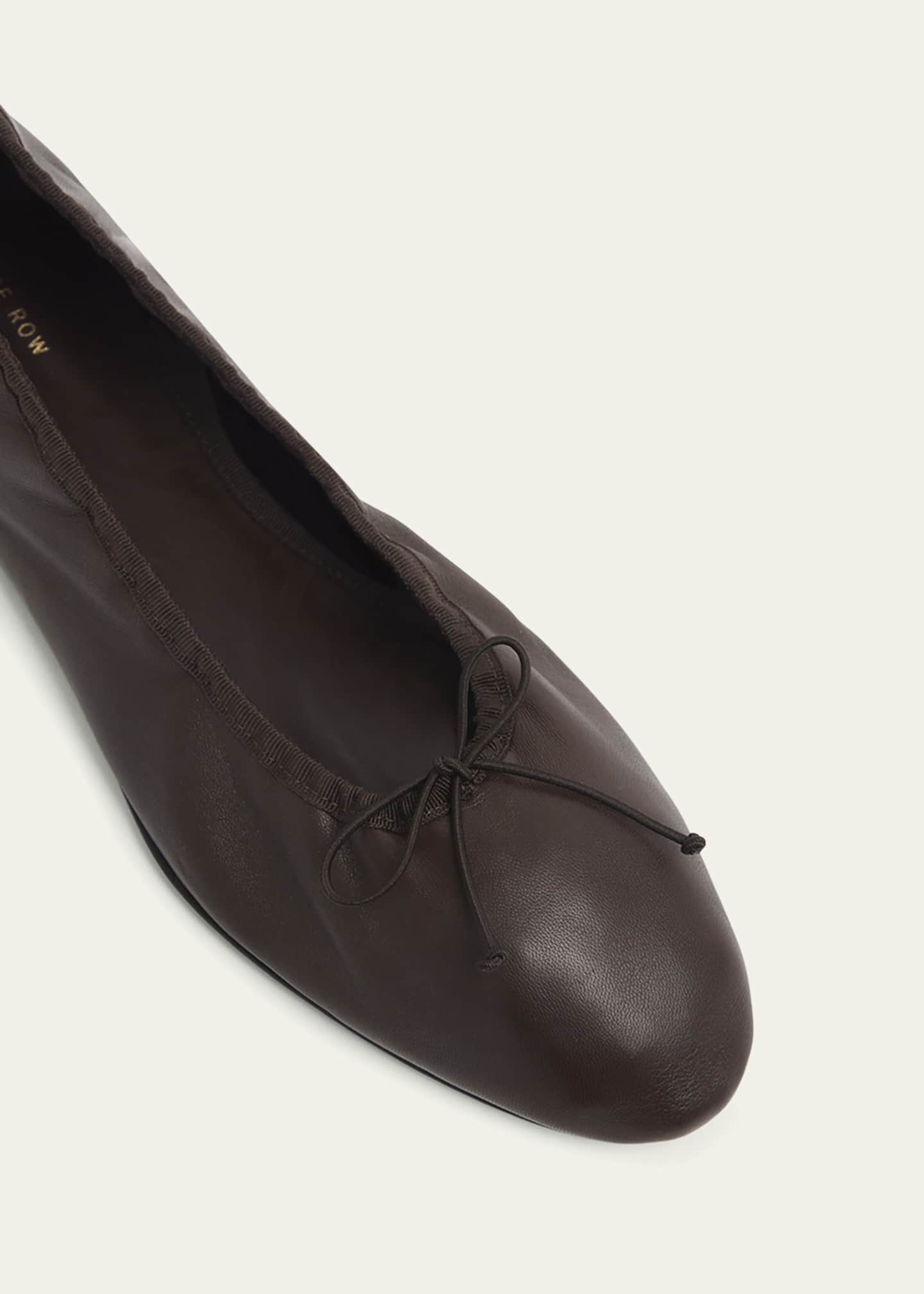 THE ROW Awar Leather Bow Ballerina Flats Image 5 of 6