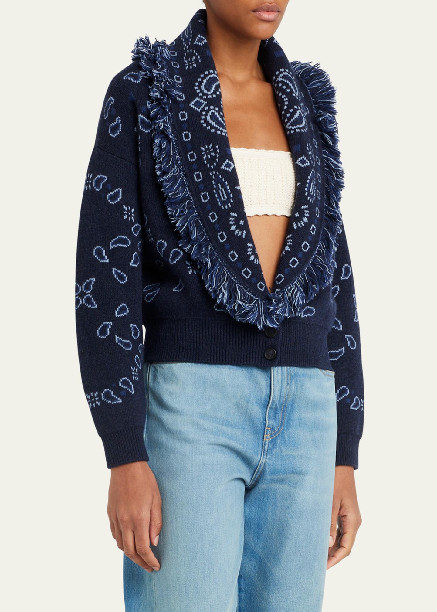 Pull Cardigan Bandana ALANUI Taille S - Couleur Turquoise - Mélange Cachemire - Neuf Avec étiquette (valeur 210€)