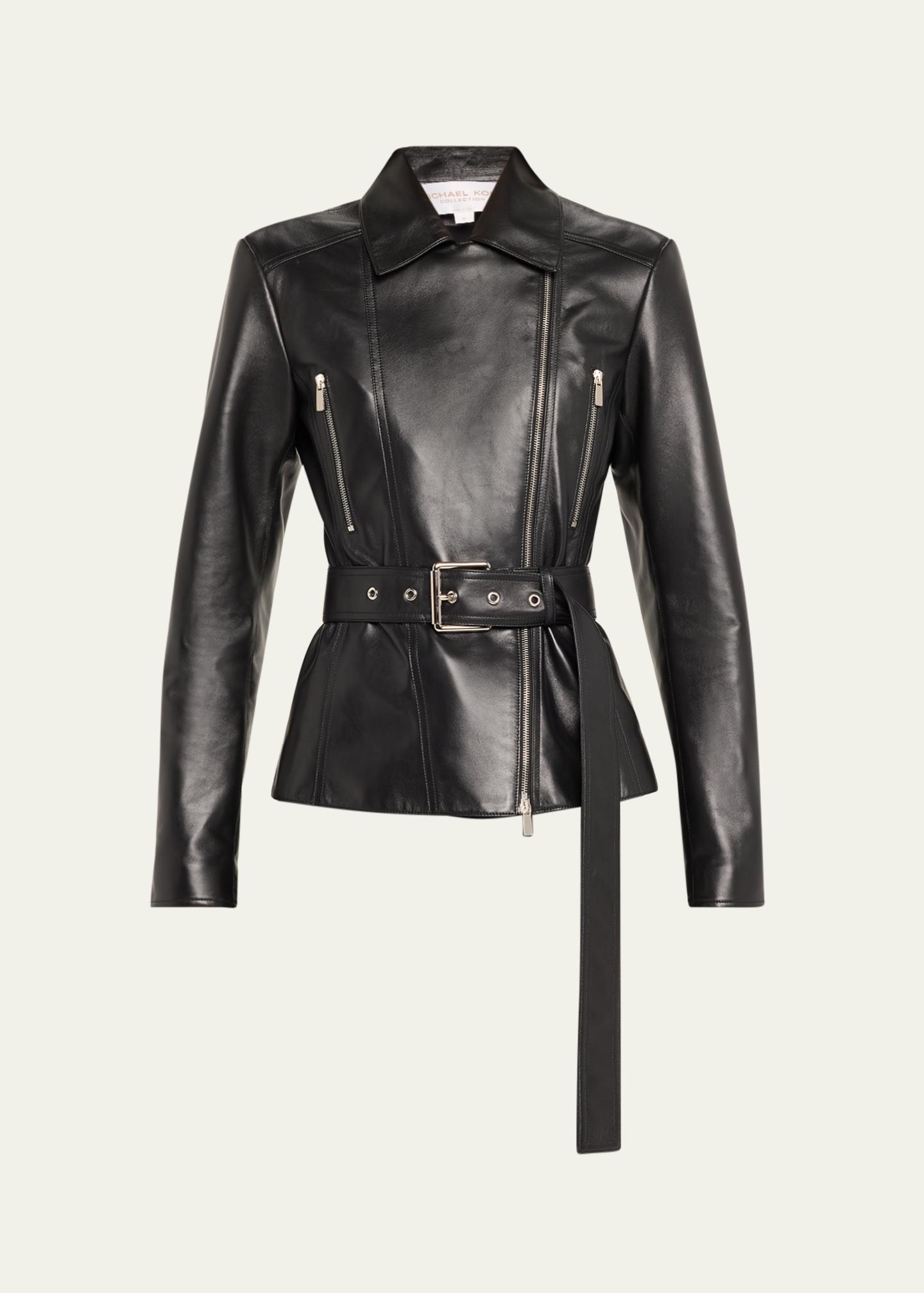 Michael Kors Collection Leather Belted Moto Jacket - Bergdorf Goodman