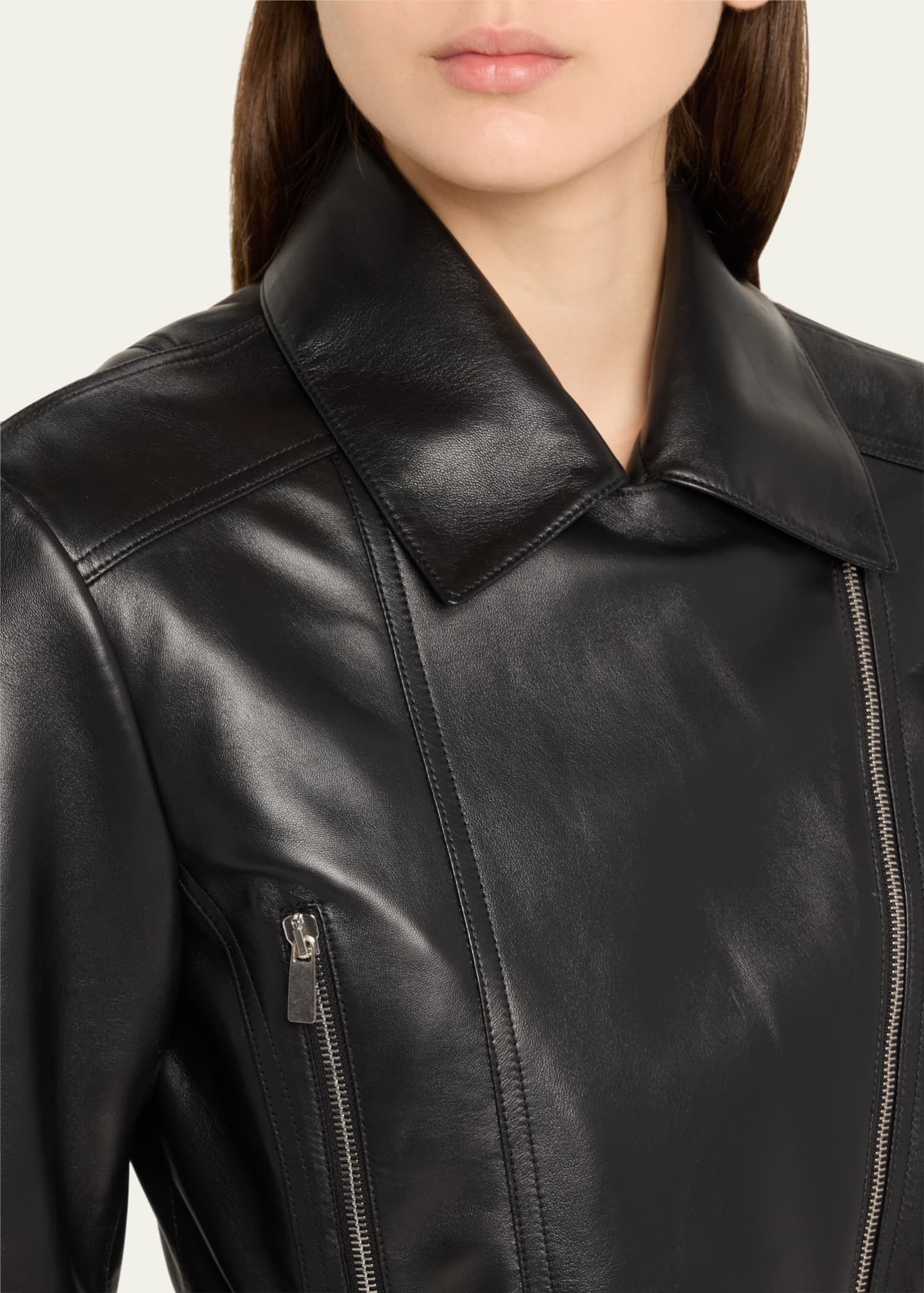 Michael Kors Collection Leather Belted Moto Jacket - Bergdorf Goodman