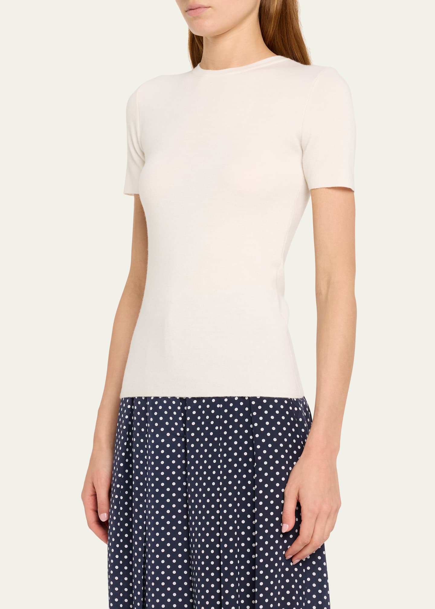 Michael Kors Collection Crewneck Cashmere Tee Image 4 of 5