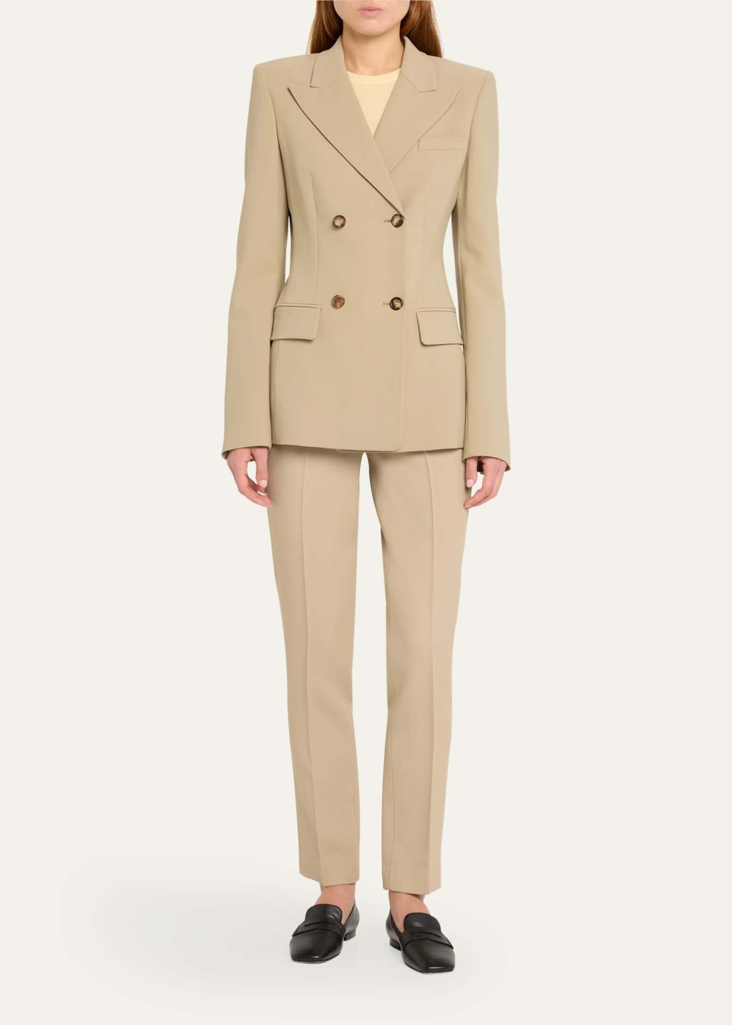 Michael Kors Collection Georgina Double Breasted Wool Blazer Sand Bergdorf Goodman