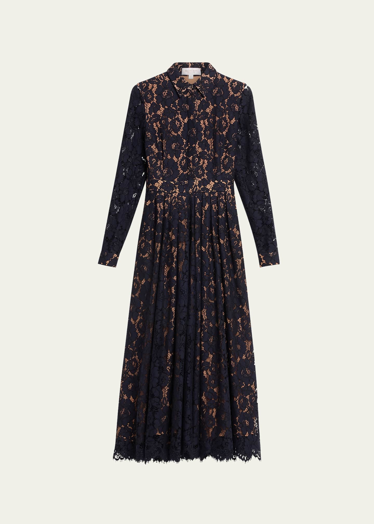 Michael Kors Collection Anna Floral Lace Fit Flare Shirt Dress Bergdorf Goodman