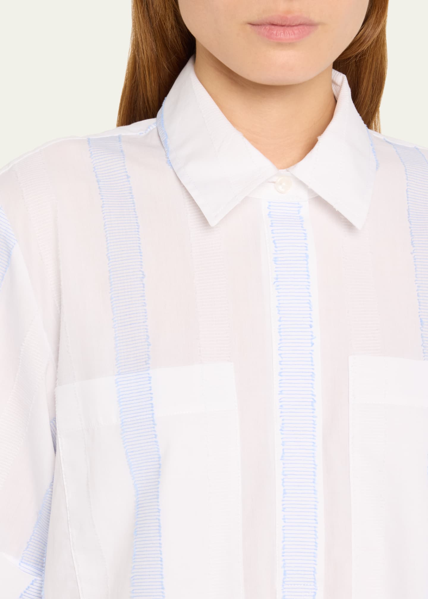 SIMKHAI Cris Striped Short-Sleeve Mini Shirtdress Image 5 of 5