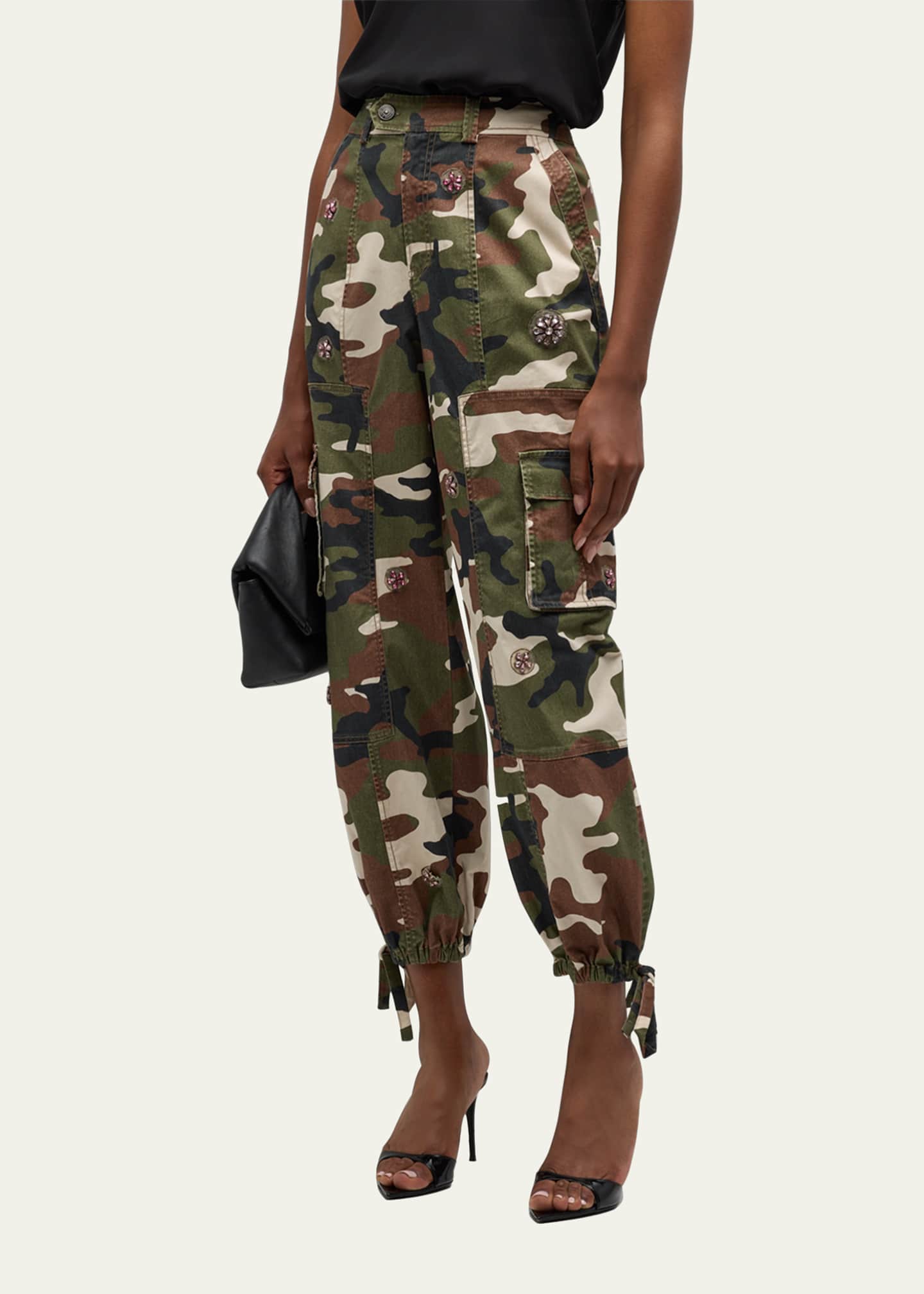 Cinq a Sept Love Camo Zola Embellished Twill Pants - Bergdorf Goodman