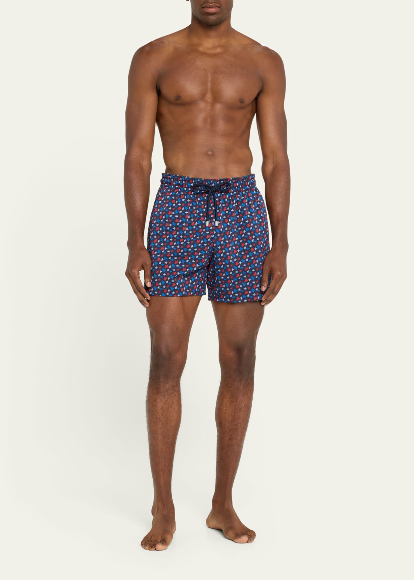 VILEBREQUIN Men Stretch Short Swim Shorts Poppies and Geckos