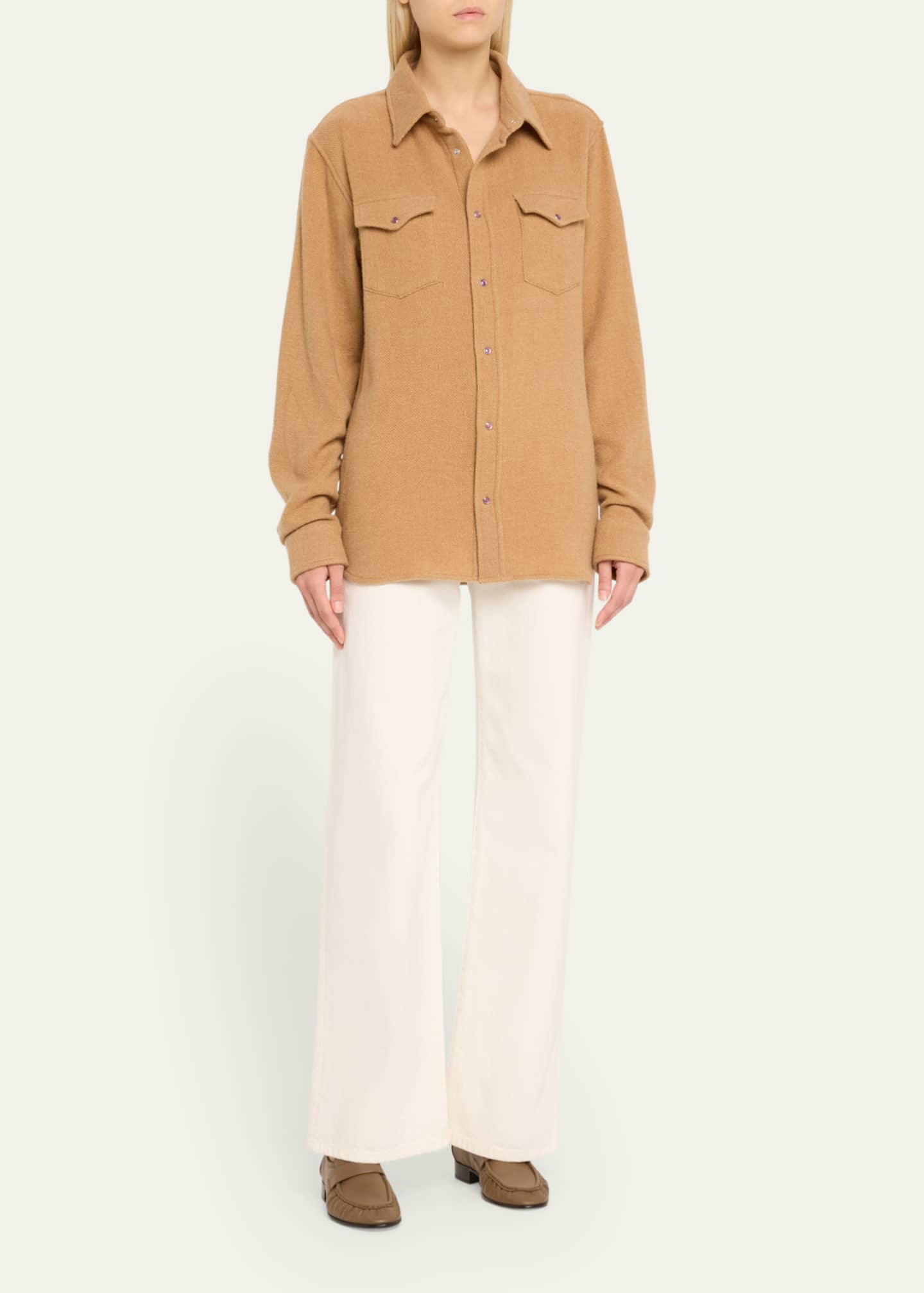 God's True Cashmere Cashmere Button-Front Shirt Image 2 of 5