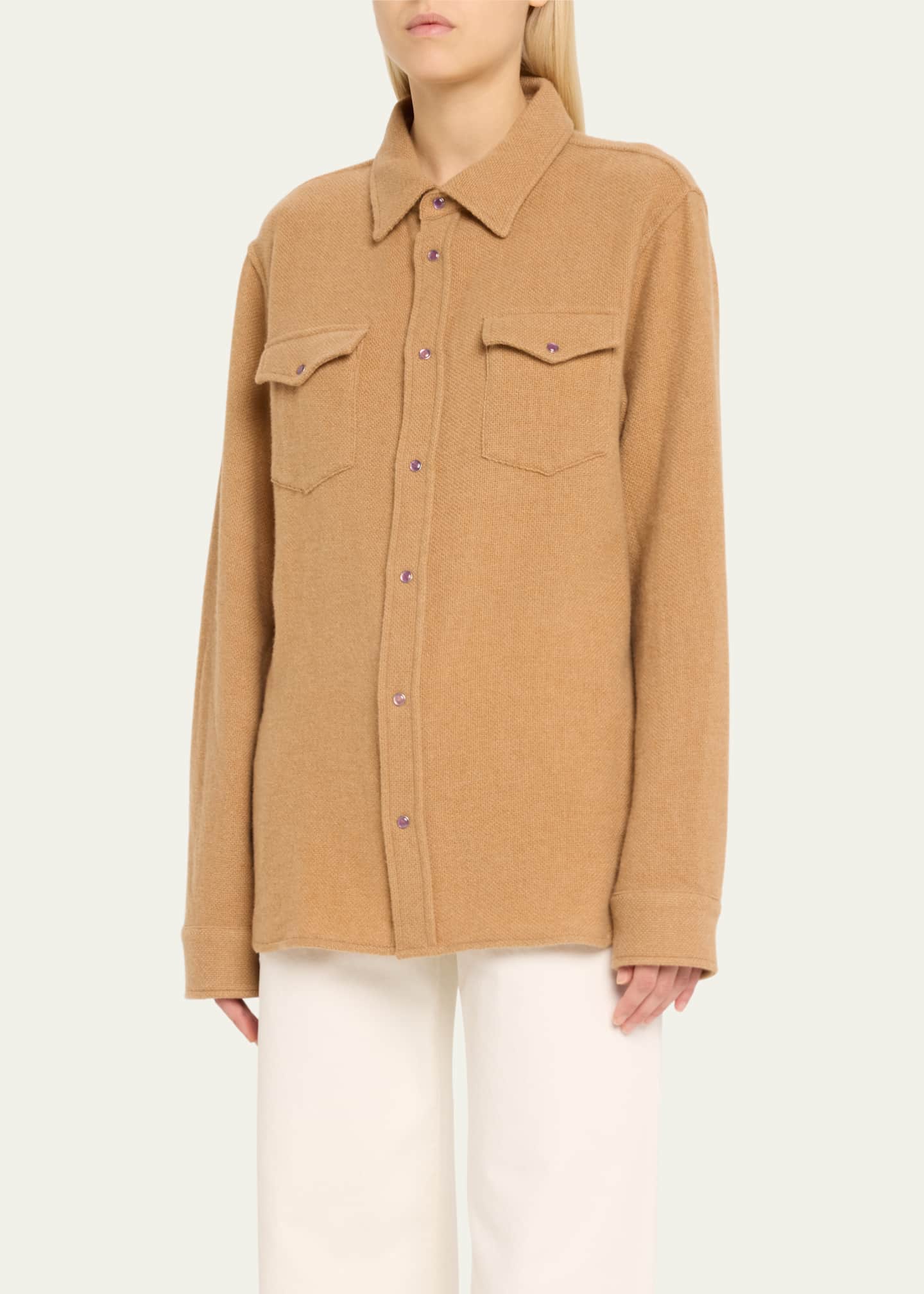 God's True Cashmere Cashmere Button-Front Shirt Image 4 of 5
