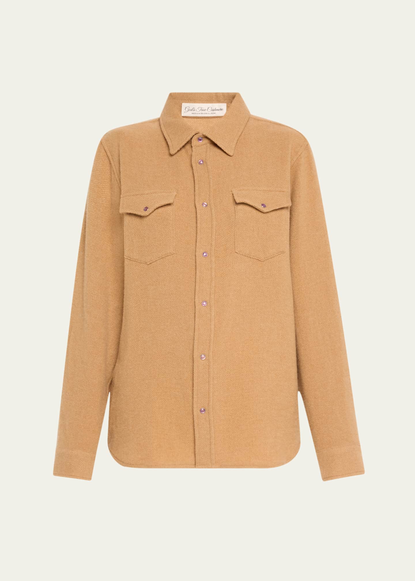 God's True Cashmere Cashmere Button-Front Shirt Image 1 of 5