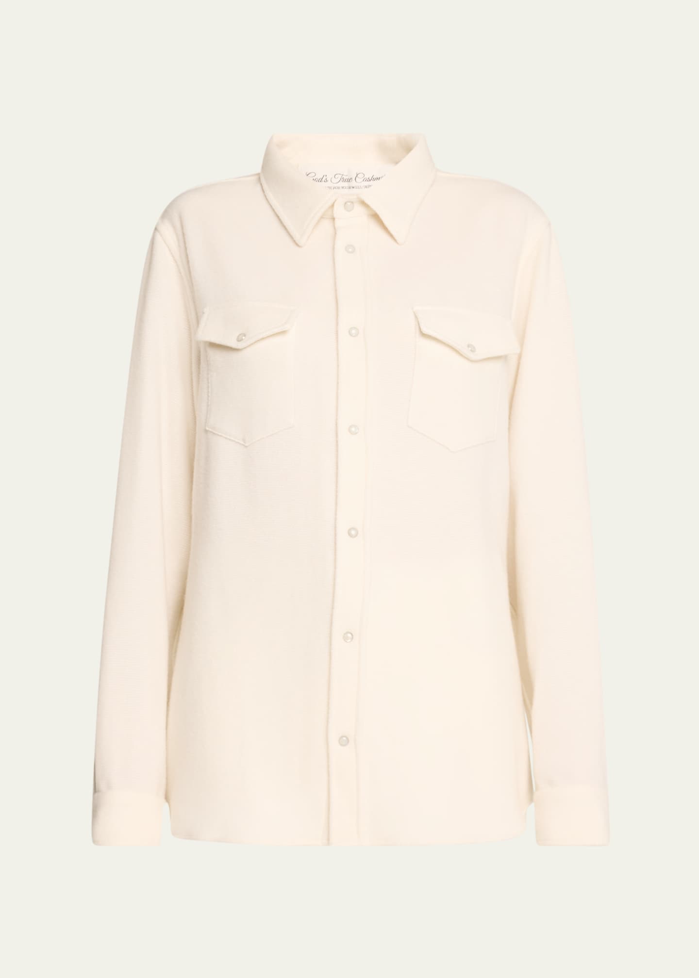 God's True Cashmere Cashmere Button-Front Shirt Image 1 of 5