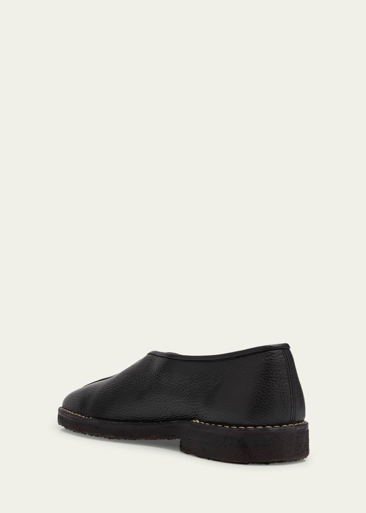 LEMAIRE Men's Grained Leather Crepe-Sole Loafers Image 2 of 4