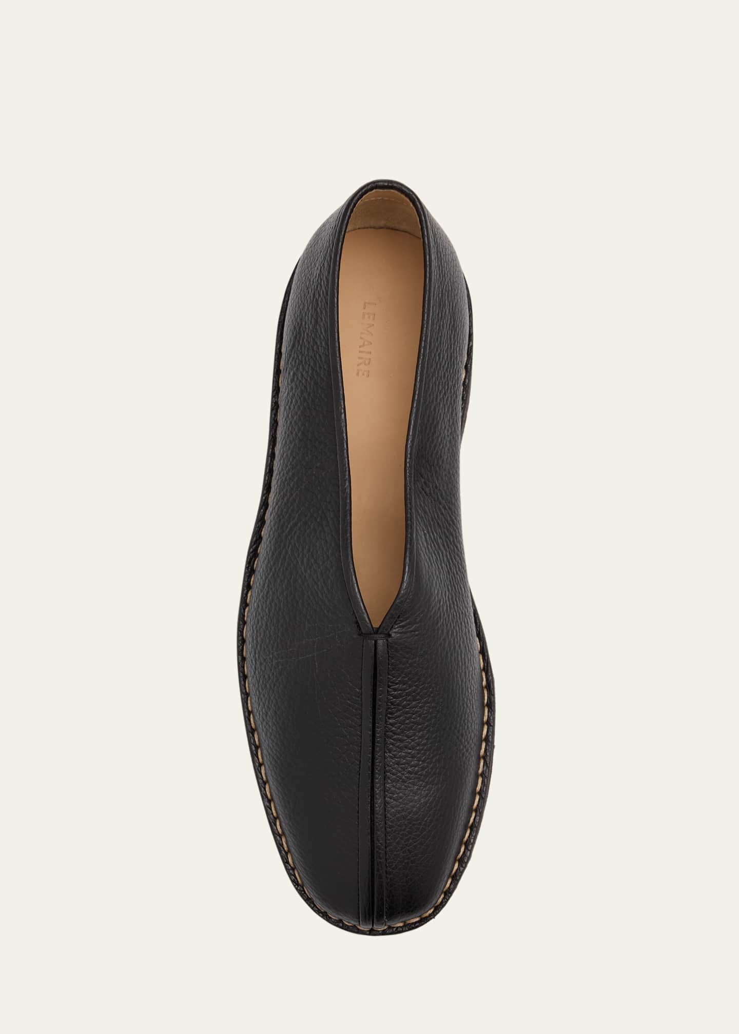 LEMAIRE Men's Grained Leather Crepe-Sole Loafers Image 4 of 4