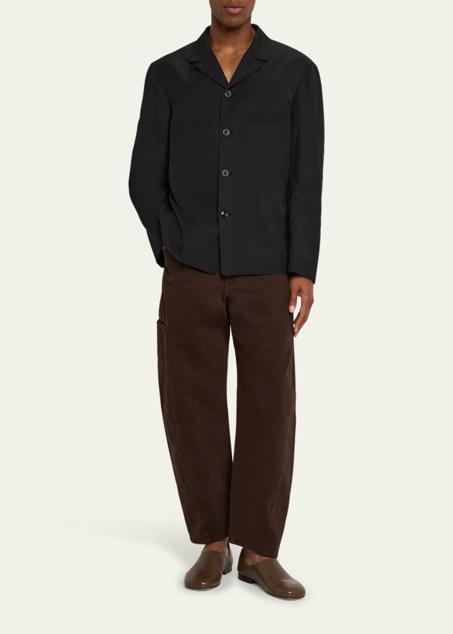 LEMAIRE Men's Leather D'Orsay Slip-On Loafers Image 3 of 6