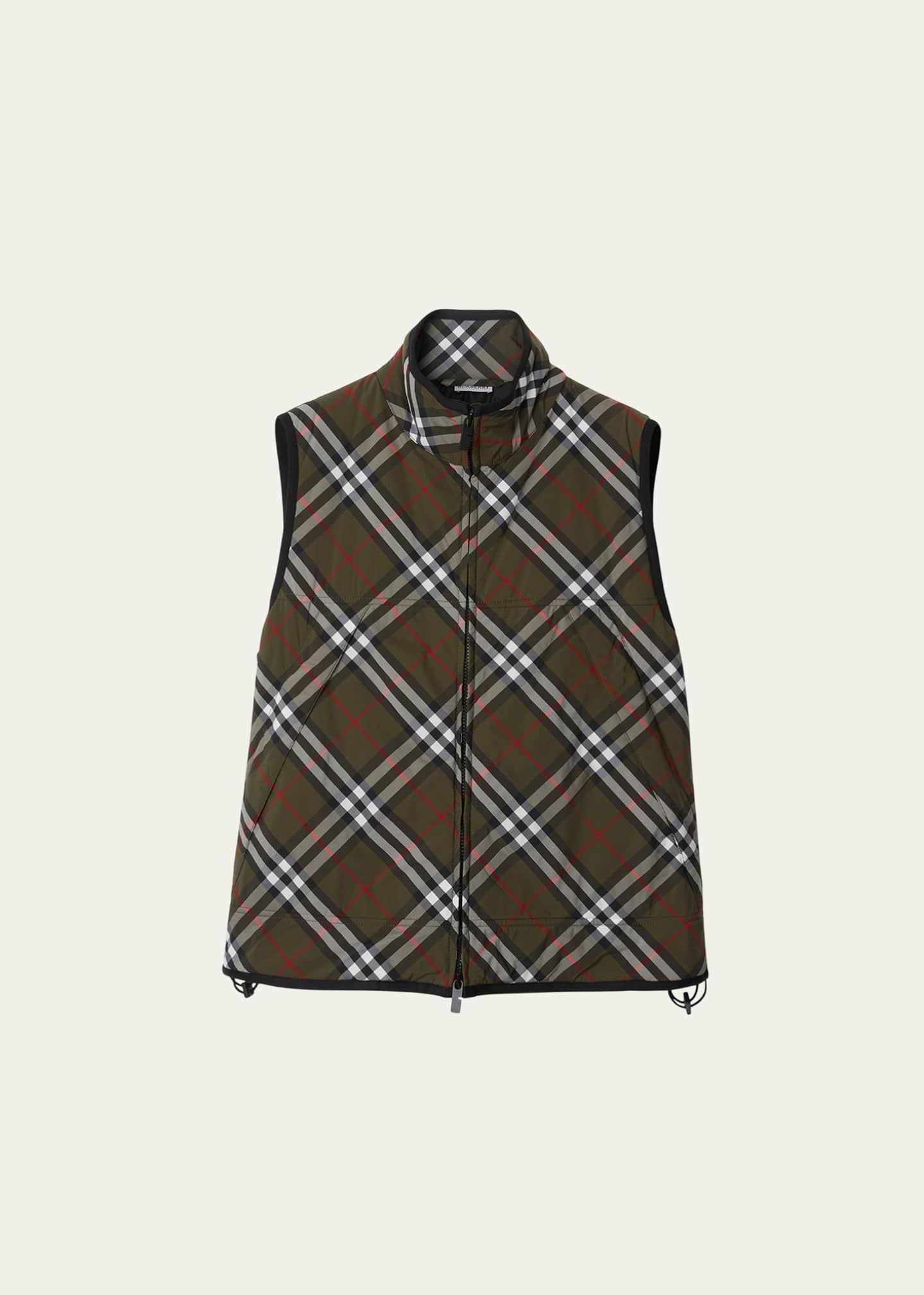 Burberry check puffer vest store