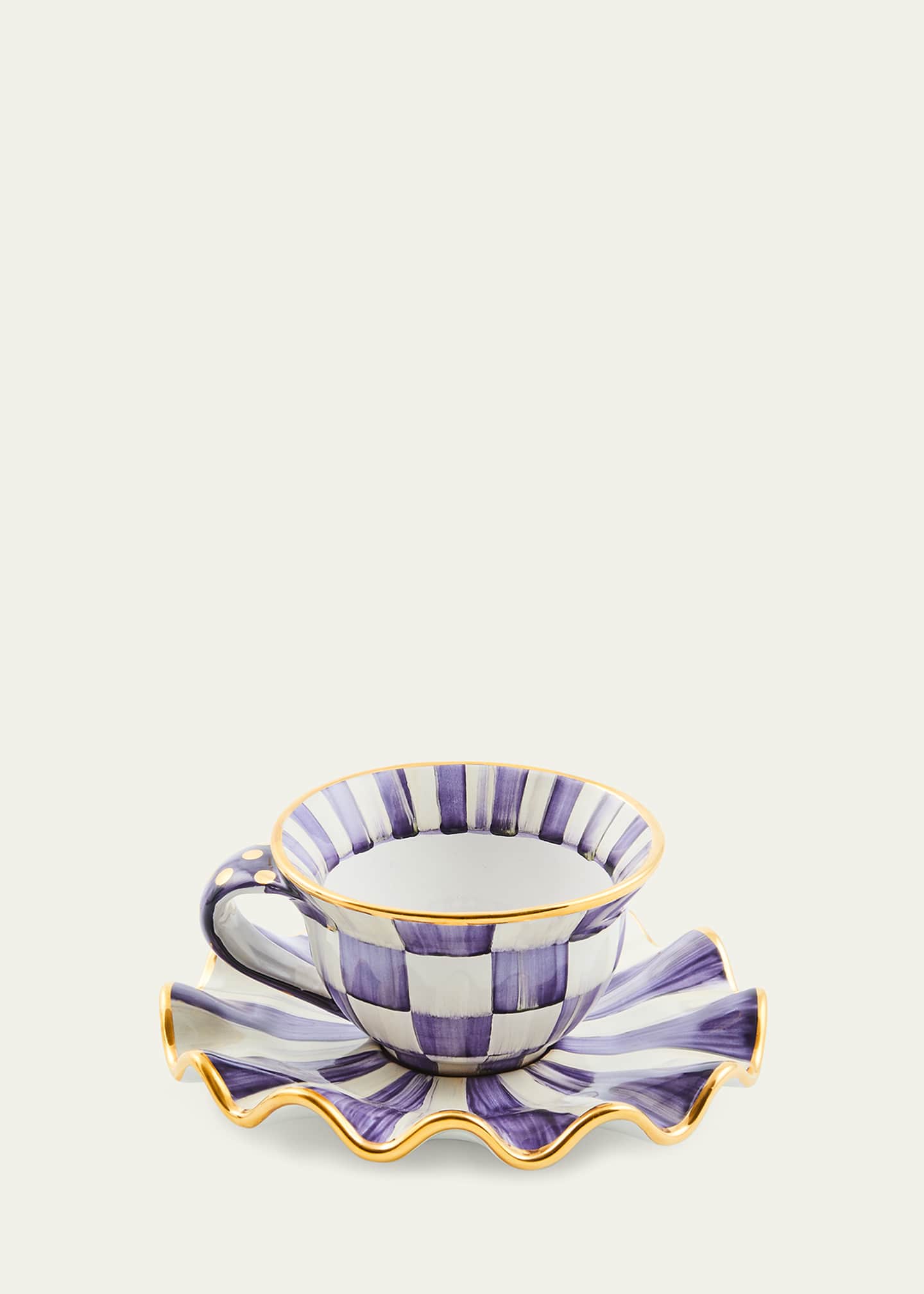 MacKenzie-Childs Plum Check Ceramic Saucer Image 3 of 3