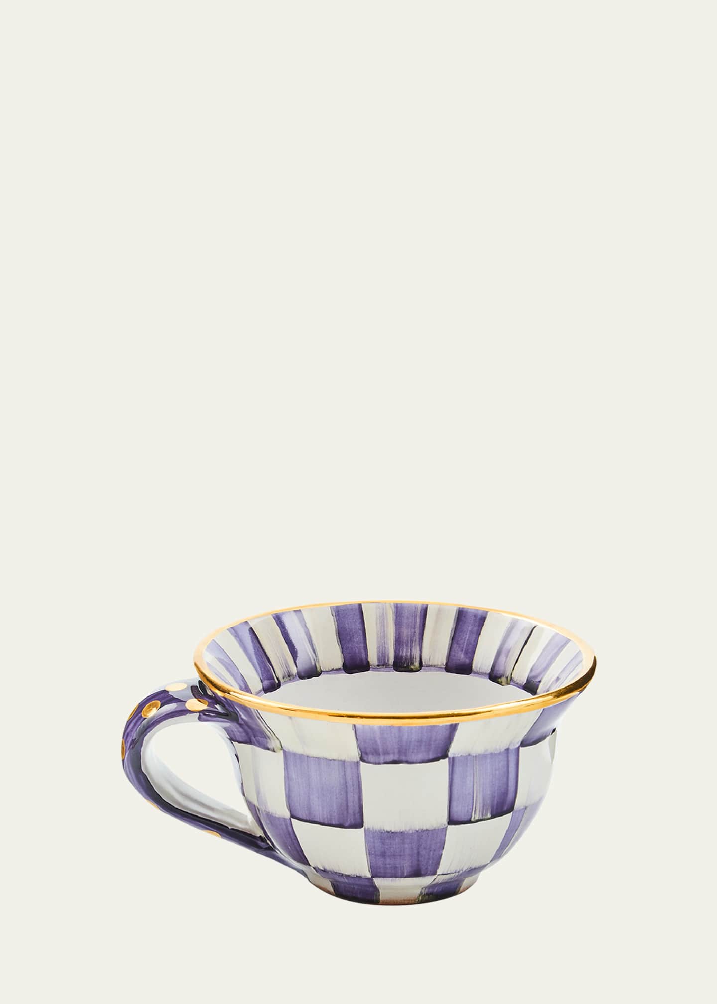 MacKenzie-Childs Plum Check Ceramic Teacup Image 1 of 3