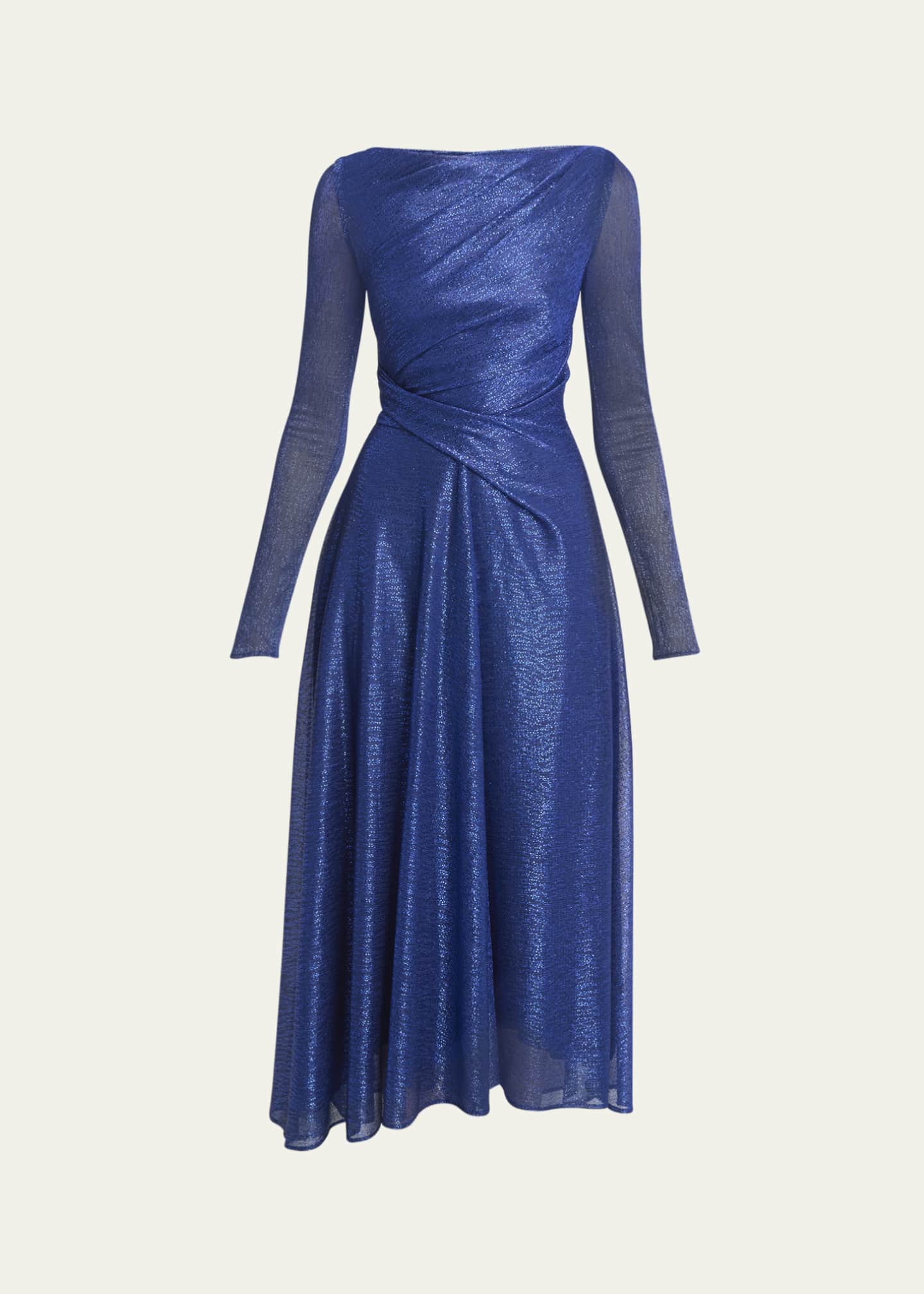 Talbot Runhof High Low Metallic Voile Midi Dress Bergdorf Goodman