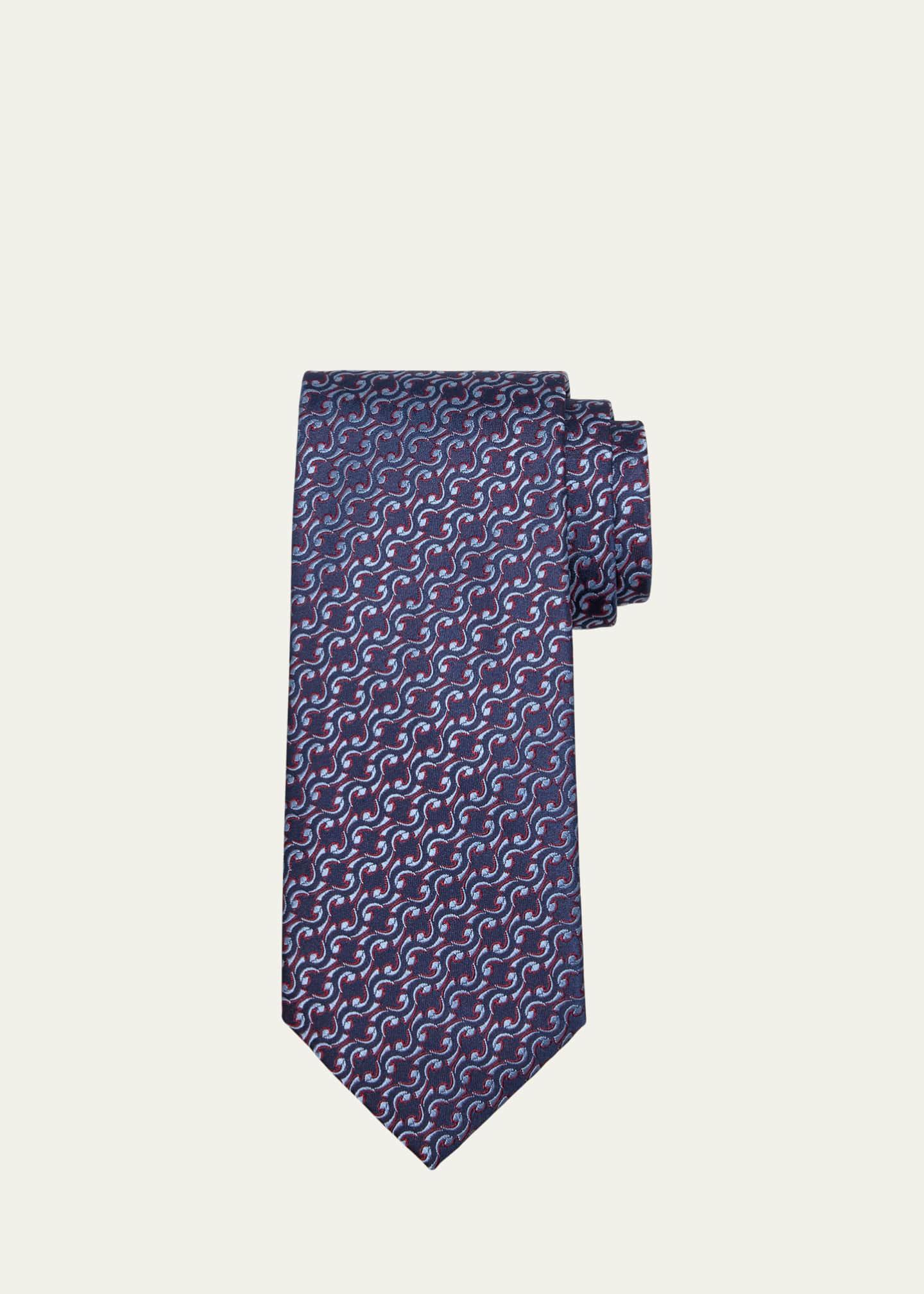 Charvet Men's Swirl Line Woven Silk Tie