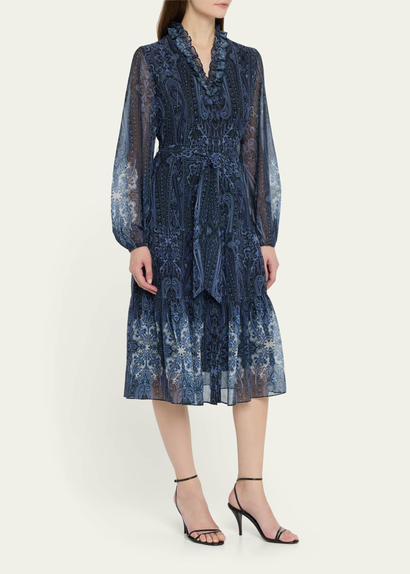 Kobi Halperin Verena Tiered Floral Print Midi Dress