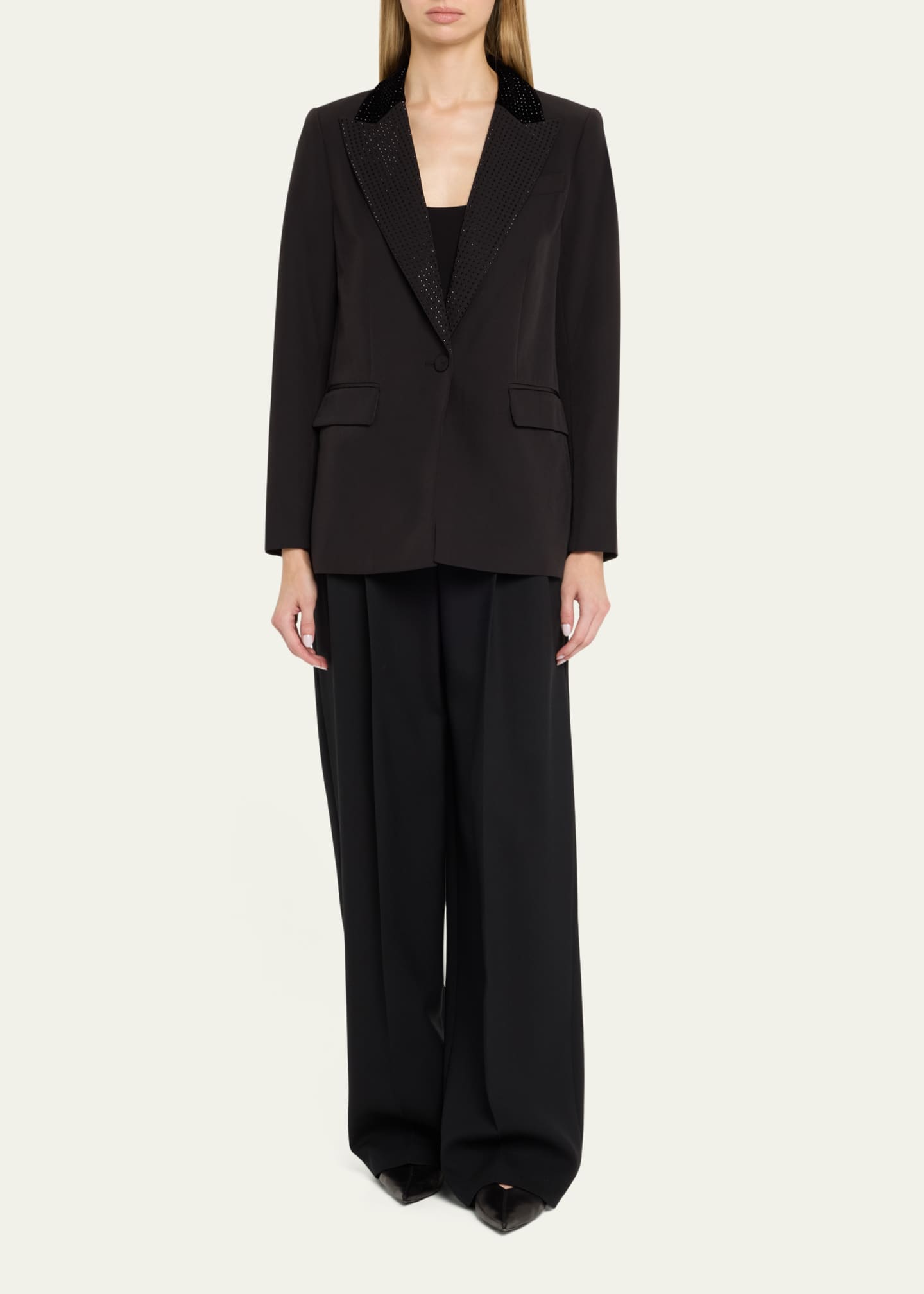 Kobi Halperin Kenny Single-Button Rhinestone Twill Jacket Image 2 of 5