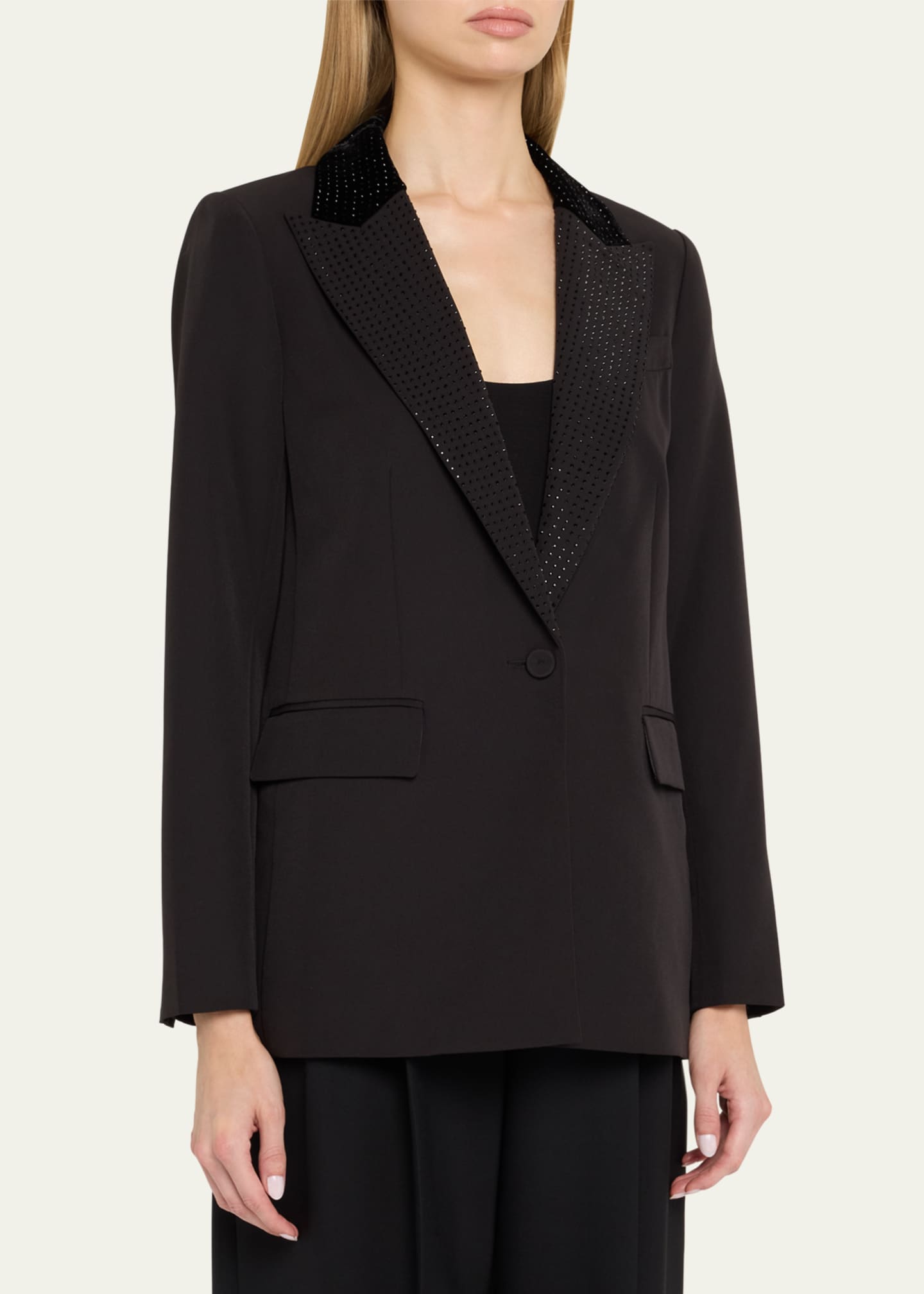 Kobi Halperin Kenny Single-Button Rhinestone Twill Jacket Image 4 of 5