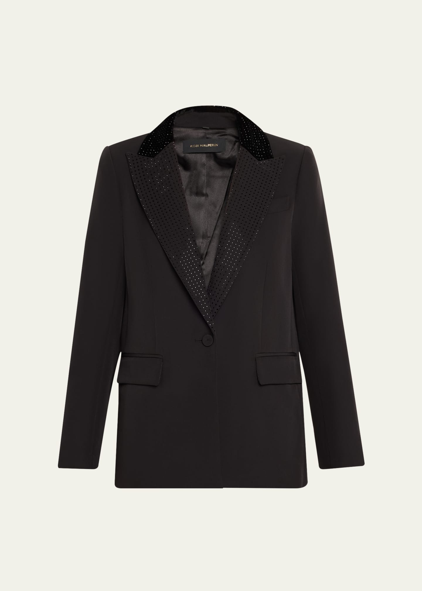 Kobi Halperin Kenny Single-Button Rhinestone Twill Jacket Image 1 of 5