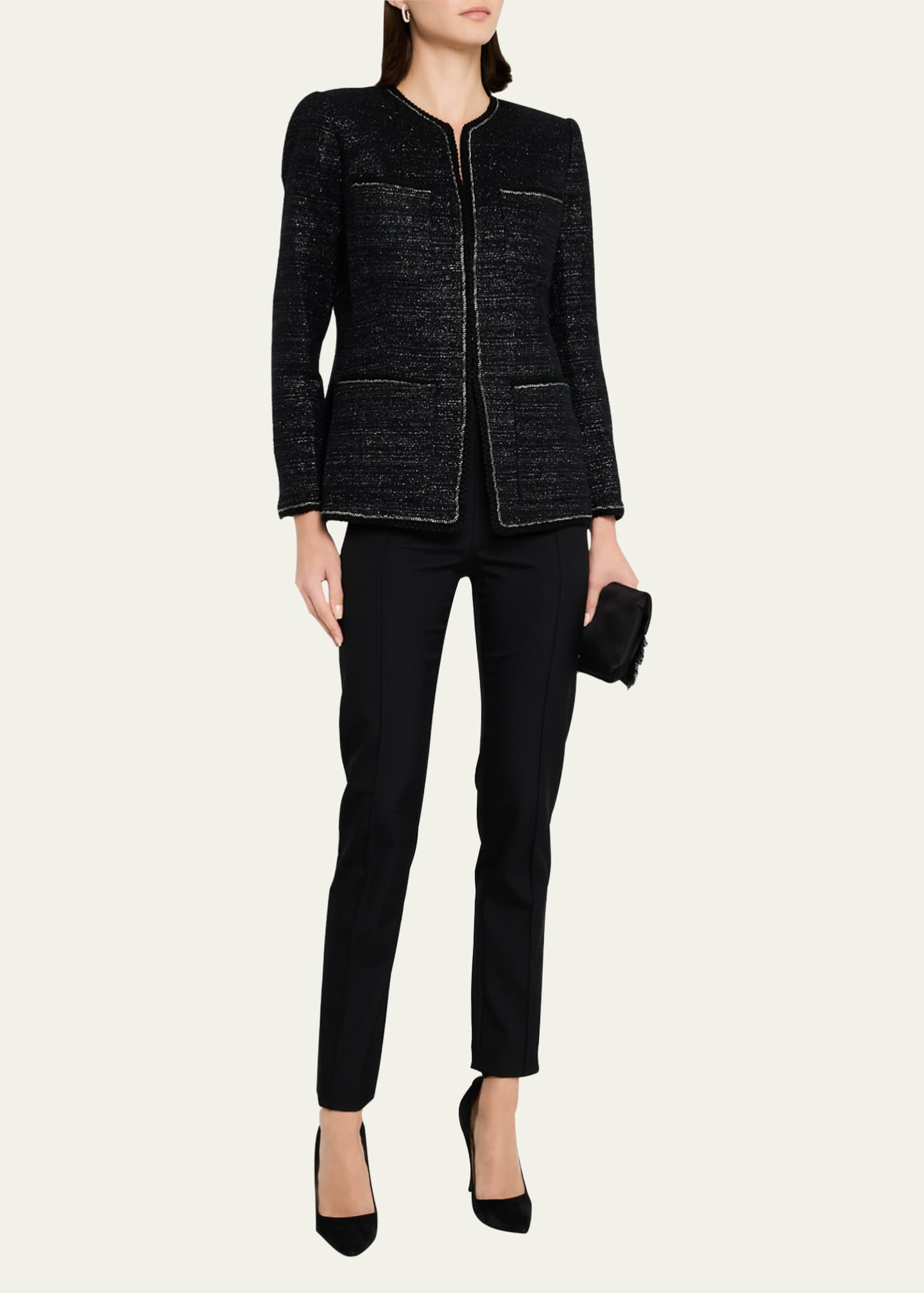 Kobi Halperin Teigen Chain-Trim Metallic Tweed Jacket Image 2 of 5