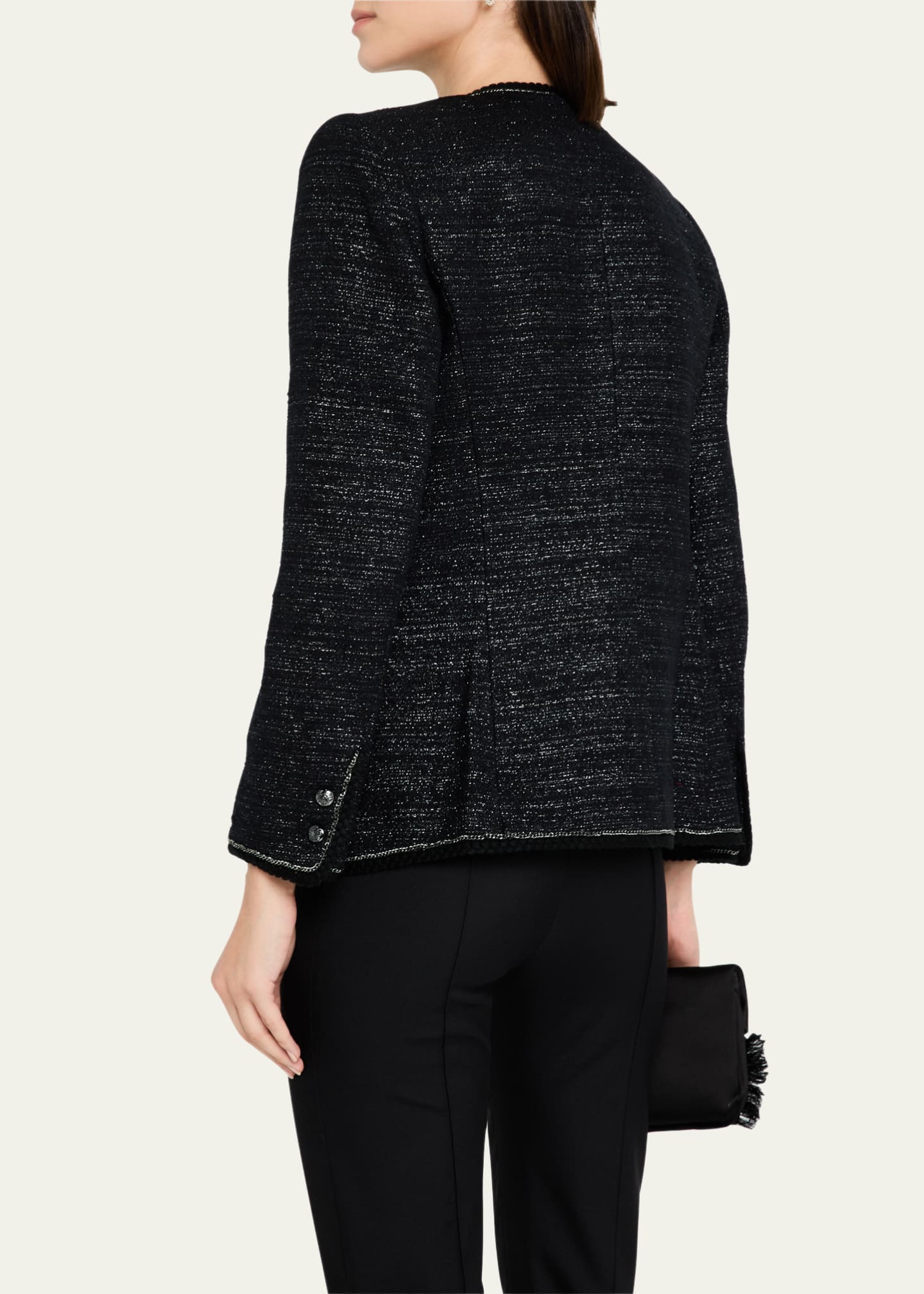 Kobi Halperin Teigen Chain-Trim Metallic Tweed Jacket Image 3 of 5