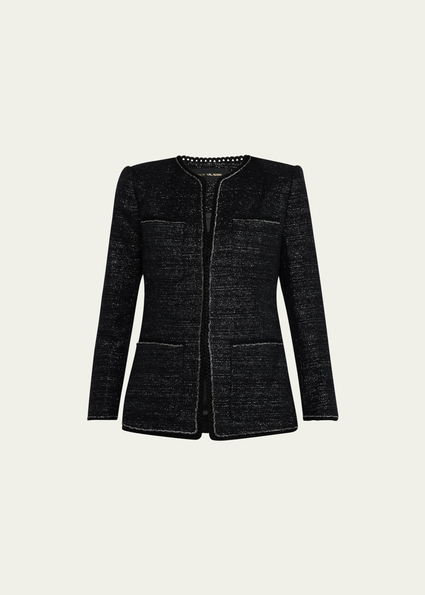 Kobi Halperin Teigen Chain-Trim Metallic Tweed Jacket Image 1 of 5