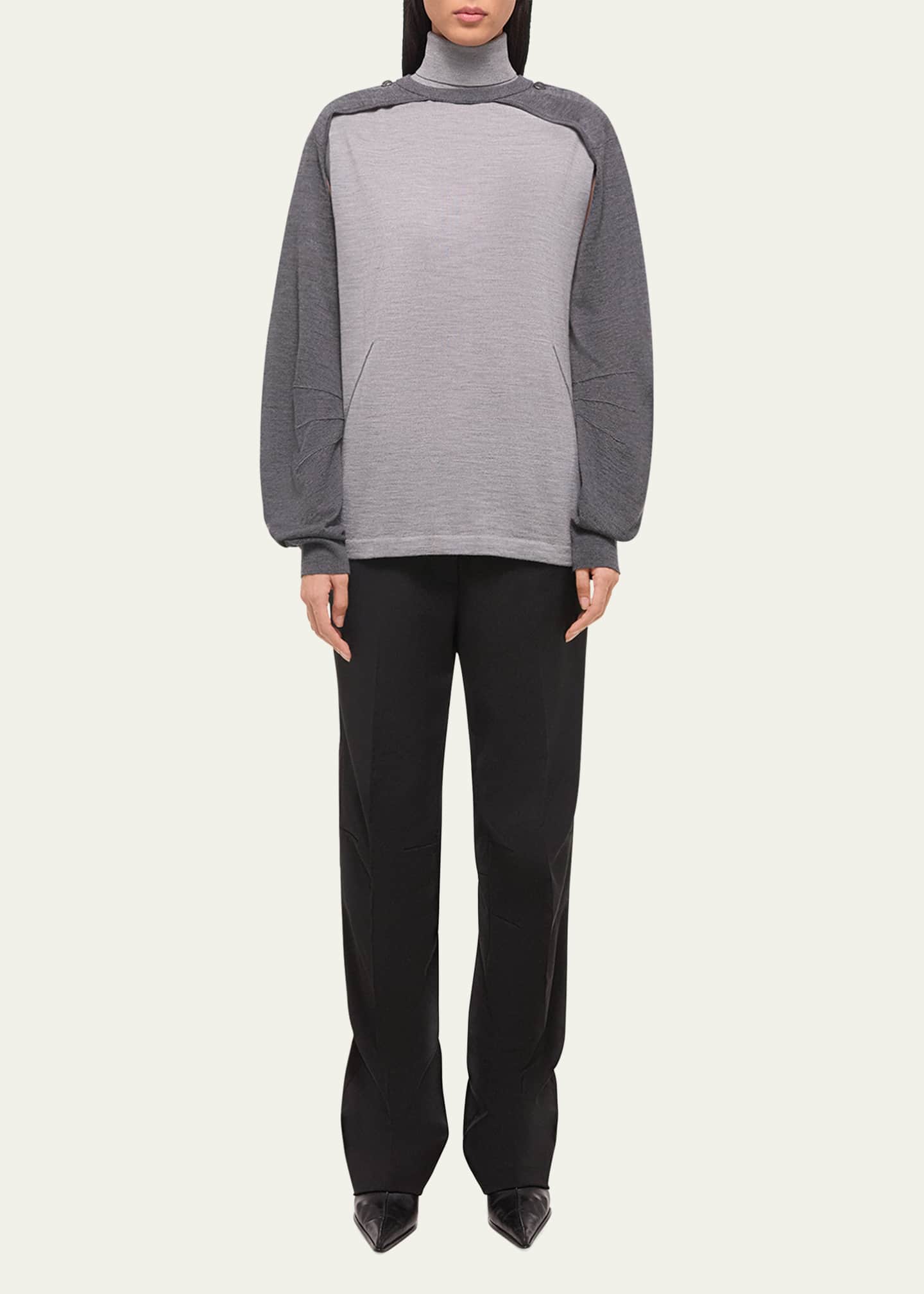 Helmut Lang Fine-Knit Turtleneck Top with Detachable Shrug Image 2 of 5