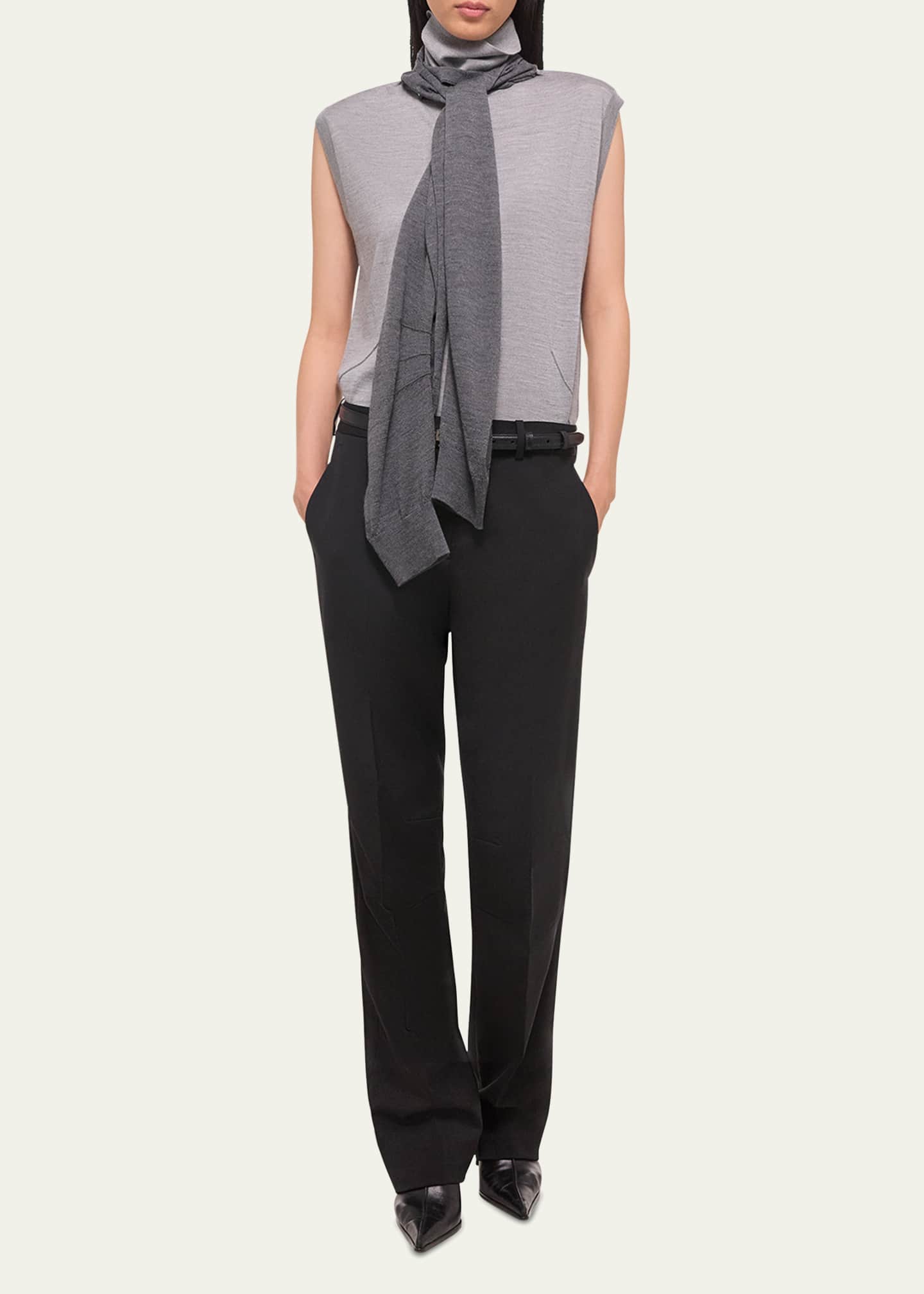 Helmut Lang Fine-Knit Turtleneck Top with Detachable Shrug Image 4 of 5