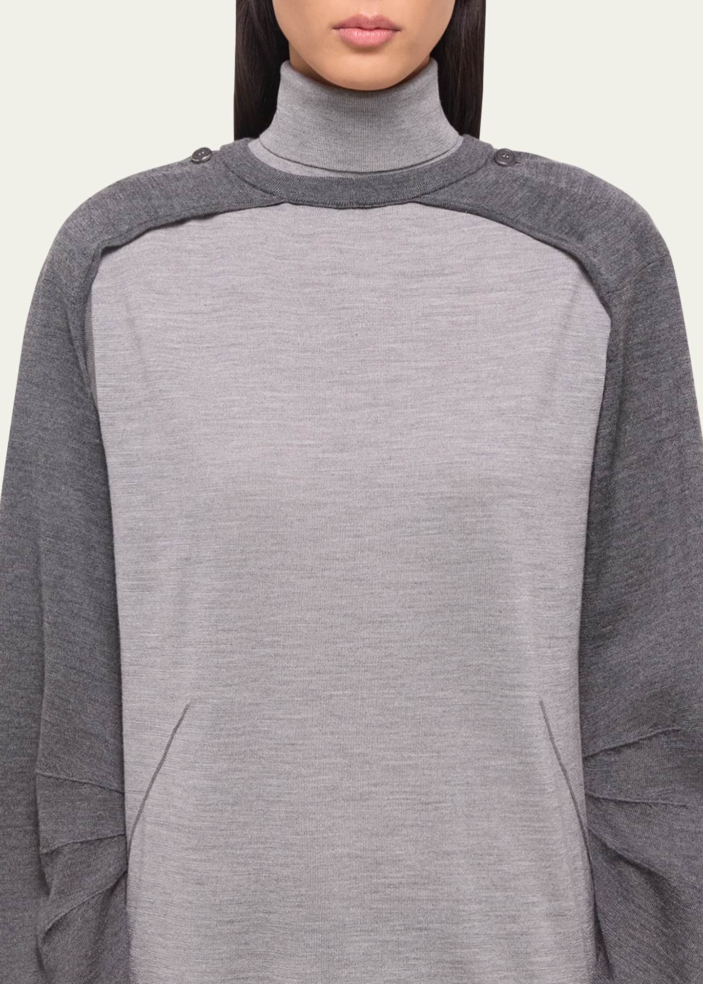 Helmut Lang Fine-Knit Turtleneck Top with Detachable Shrug Image 5 of 5