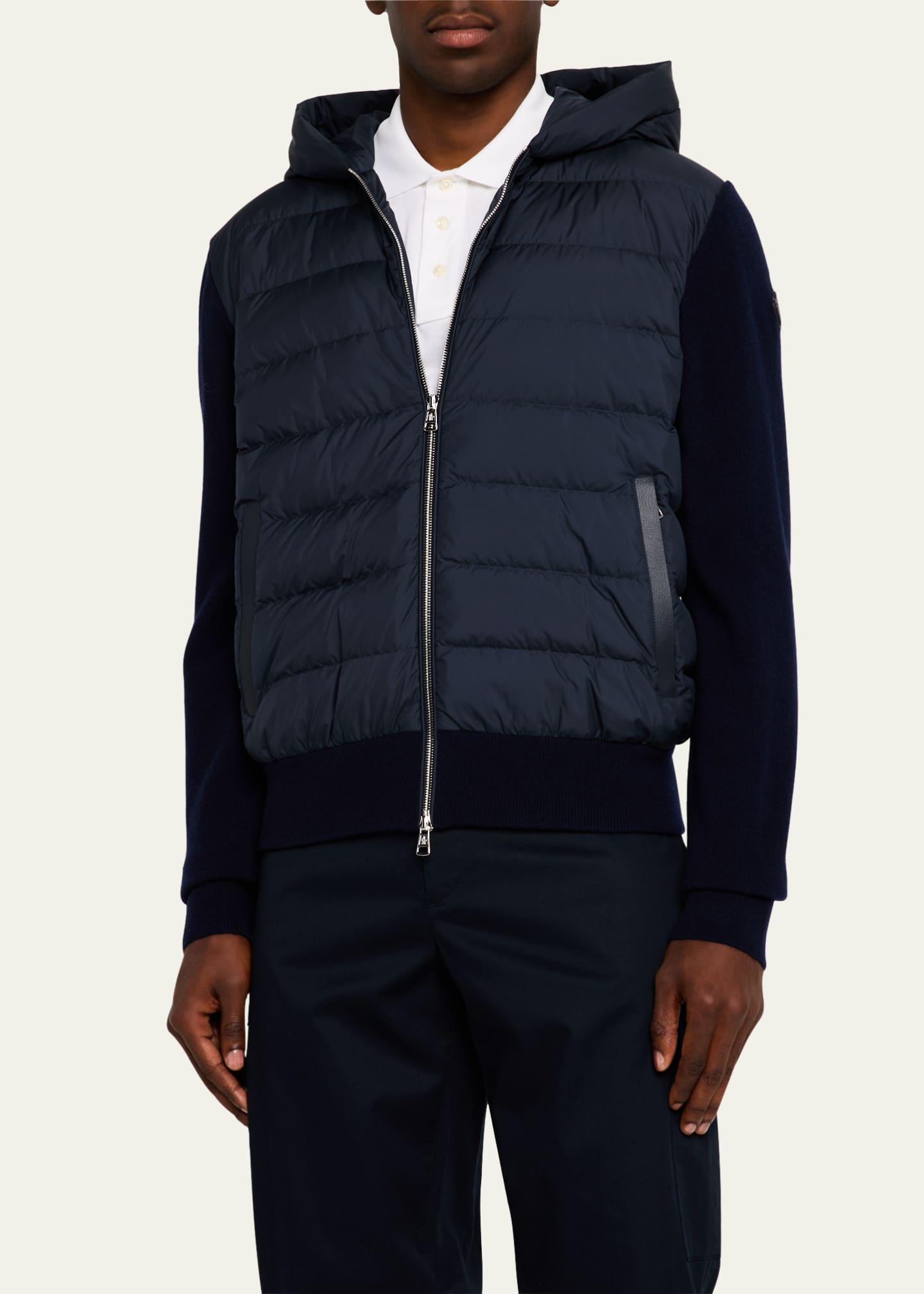 Moncler Men's Wool-Cashmere Down Cardigan Image 3 of 4