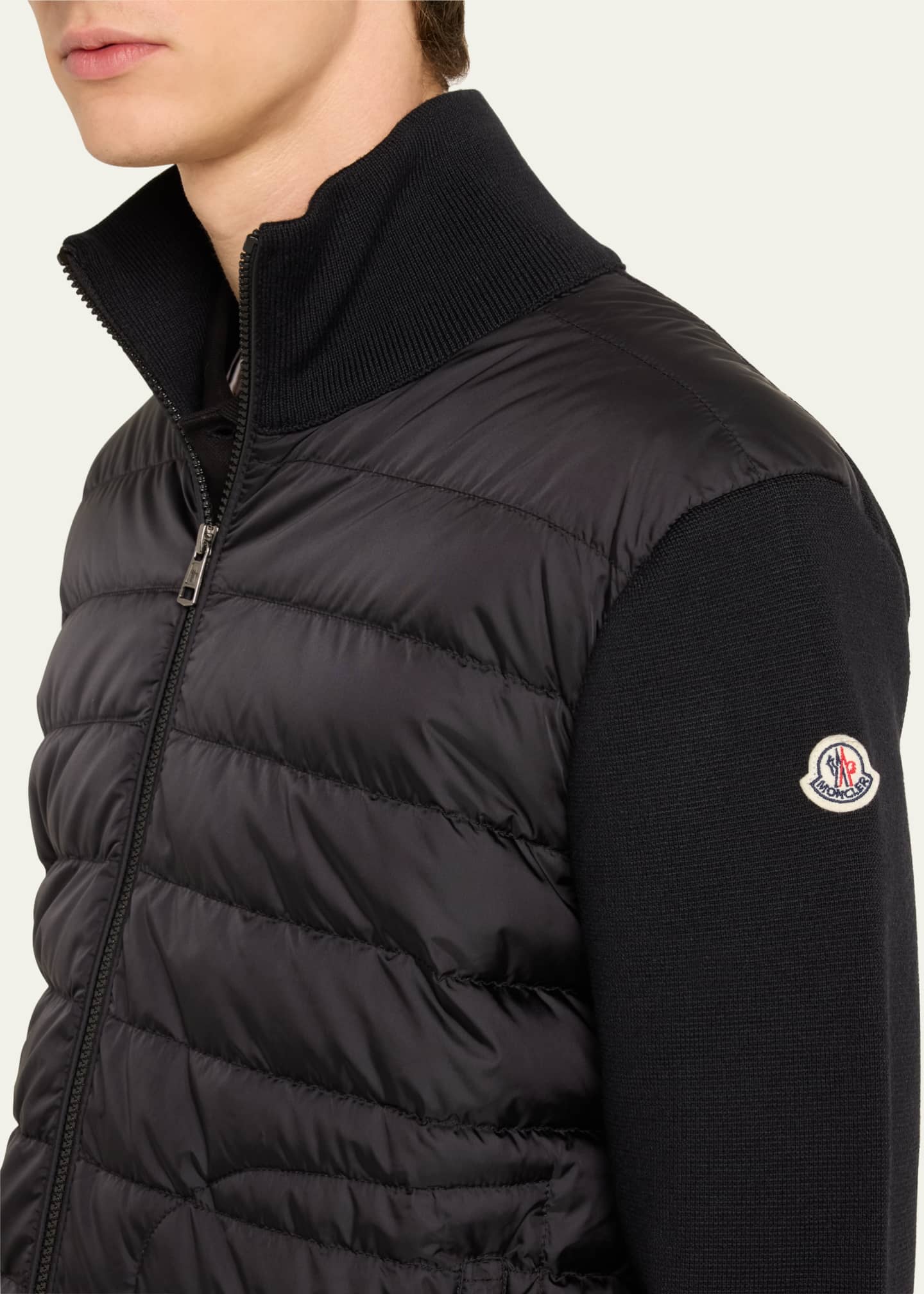 Moncler Men's Wool Down Zip Cardigan - Bergdorf Goodman