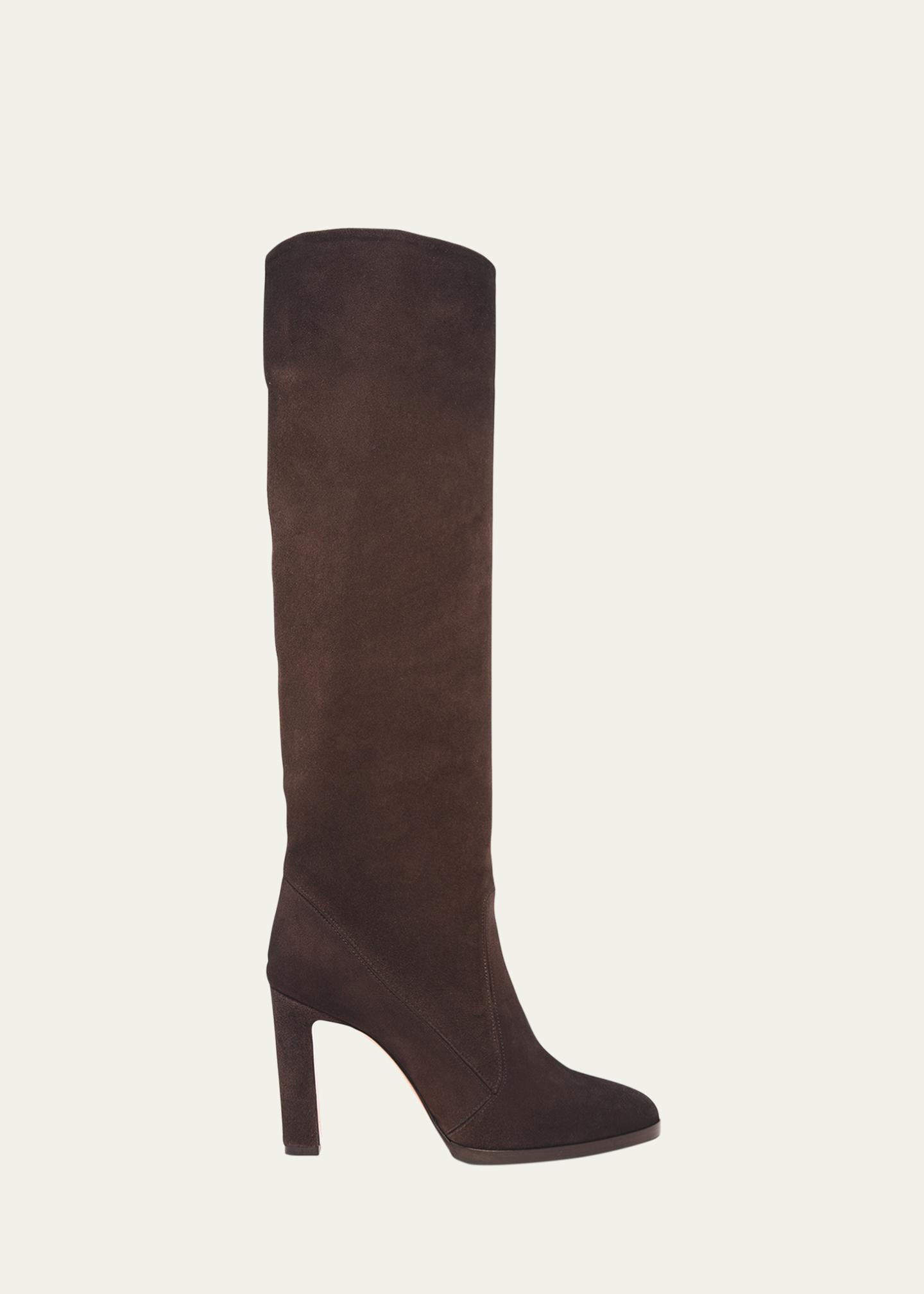 Santoni Andy Suede Stiletto Knee Boots - Bergdorf Goodman