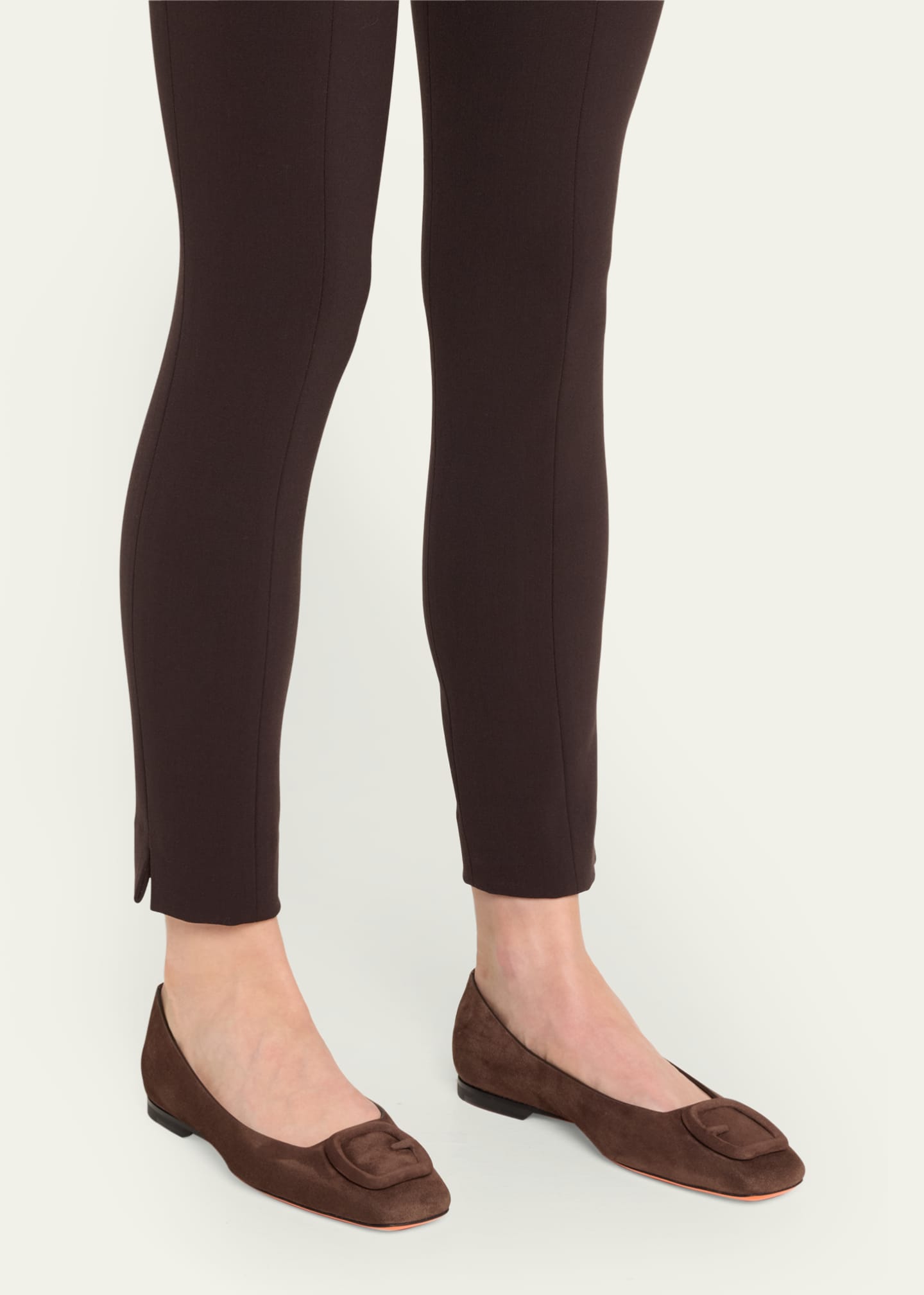 Santoni Maya Suede Buckle Ballerina Flats Image 2 of 5